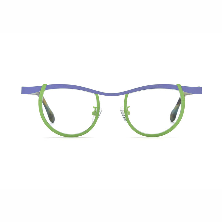 Barledear Violet Lime Tortoise eyeglasses front view with lightweight butterfly titanium frame