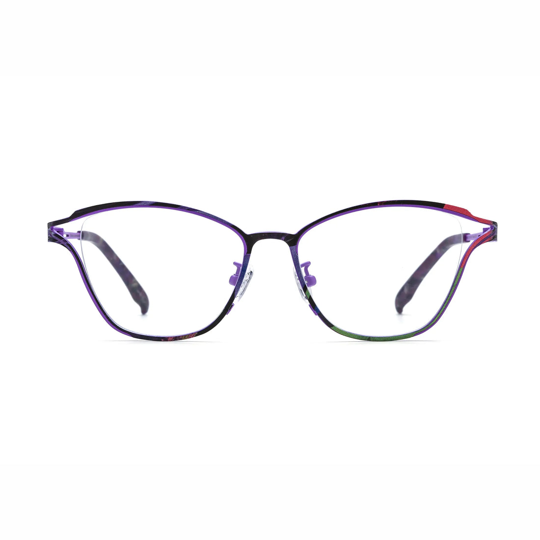 Barledear Violet Noir eyeglasses front view with lightweight pure titanium butterfly cat-eye full-rim frame