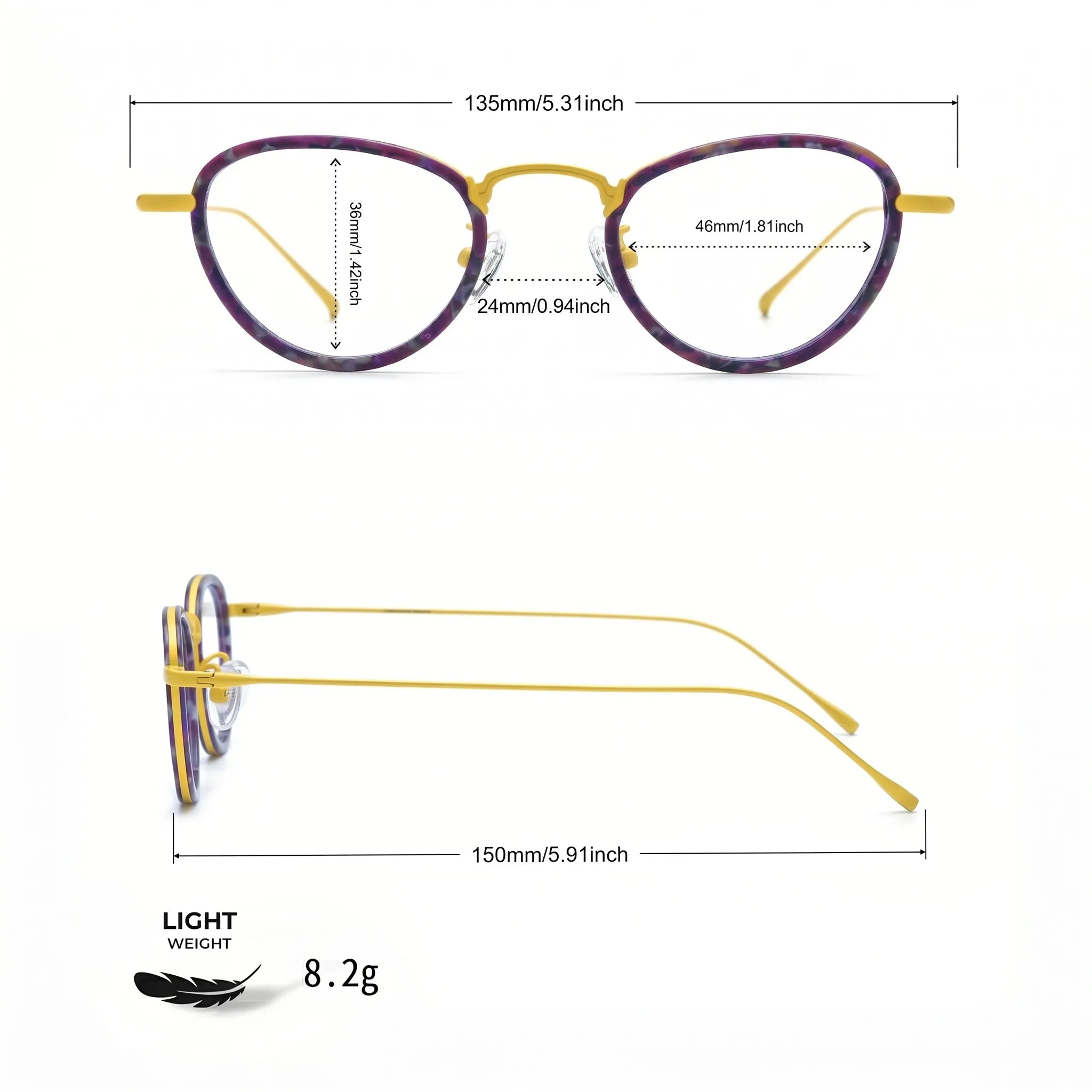 Barledear Lightweight Geometric Acetate Titanium Eyeglasses