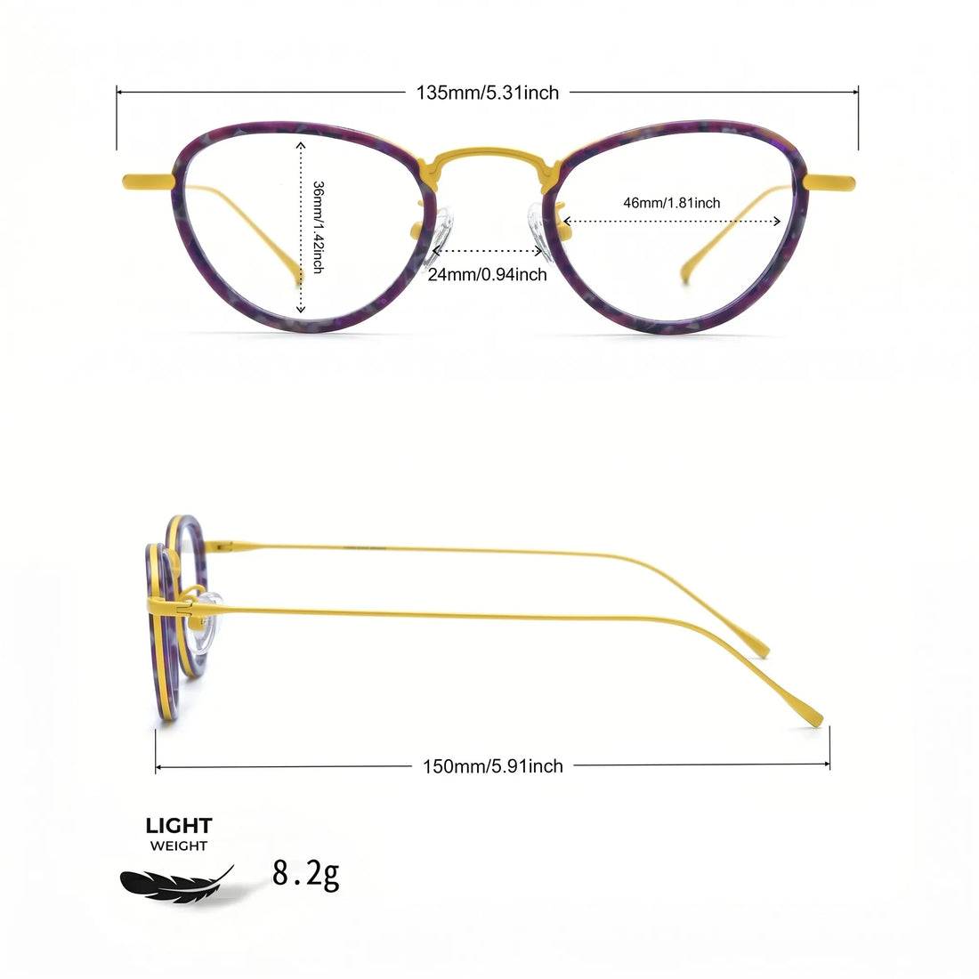 Barledear Lightweight Geometric Acetate Titanium Eyeglasses