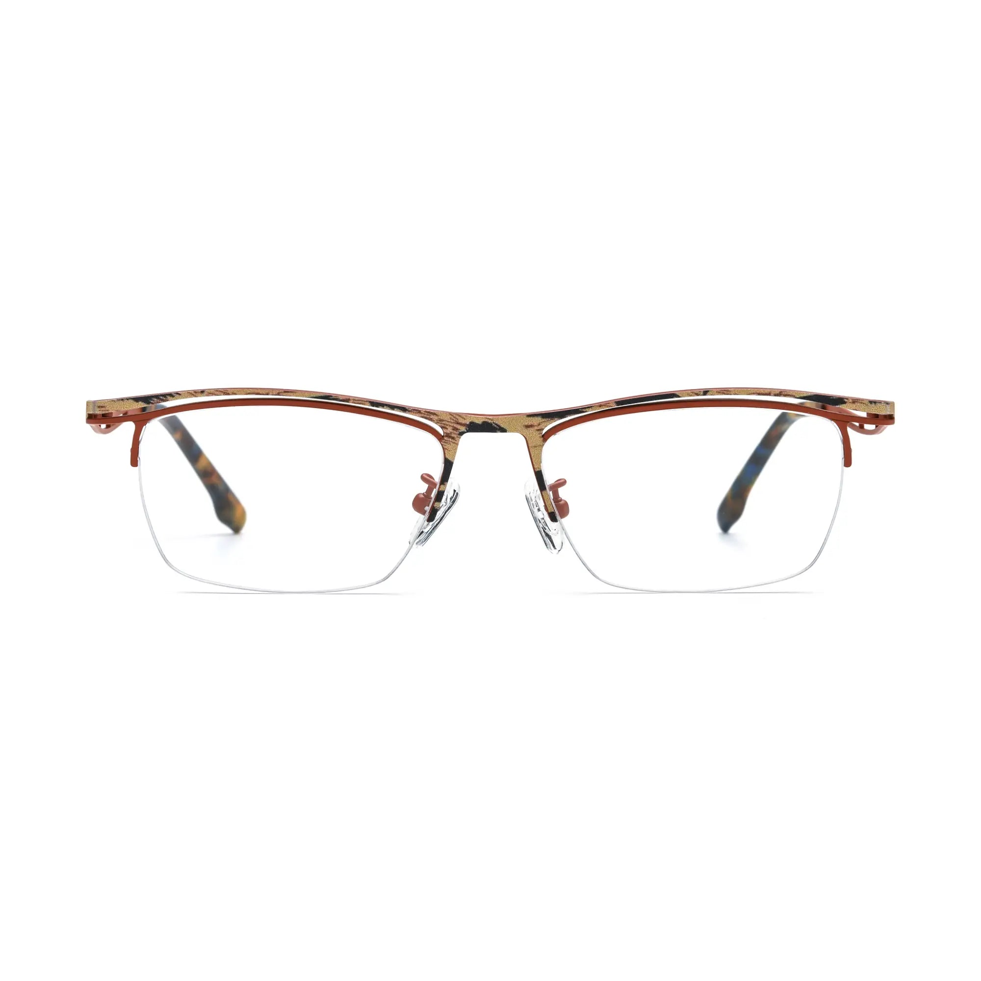 VoyueLens™ Amber Bronze Semi-Rim Eyeglasses – Front View – SKU VL185890-C5