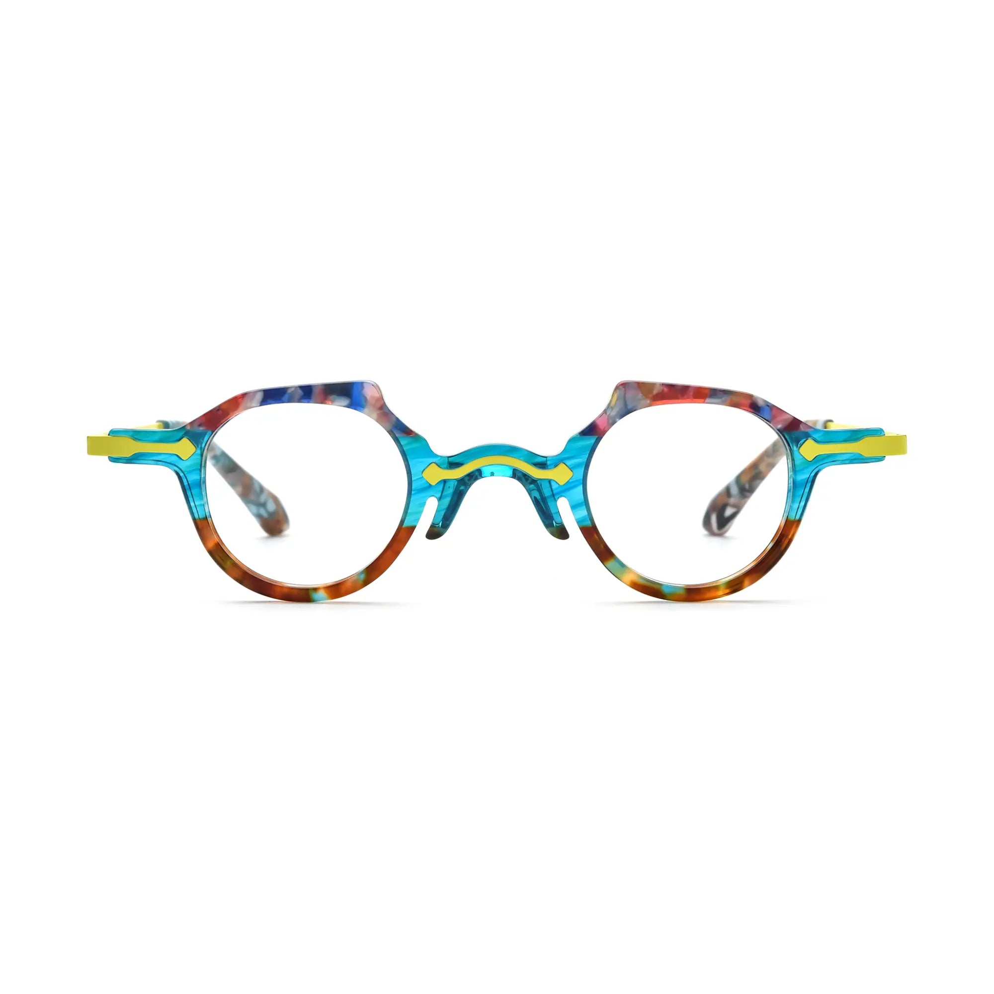 VoyueLens™ Amber Crystal Round Glasses – Front View – SKU VL19341-C1