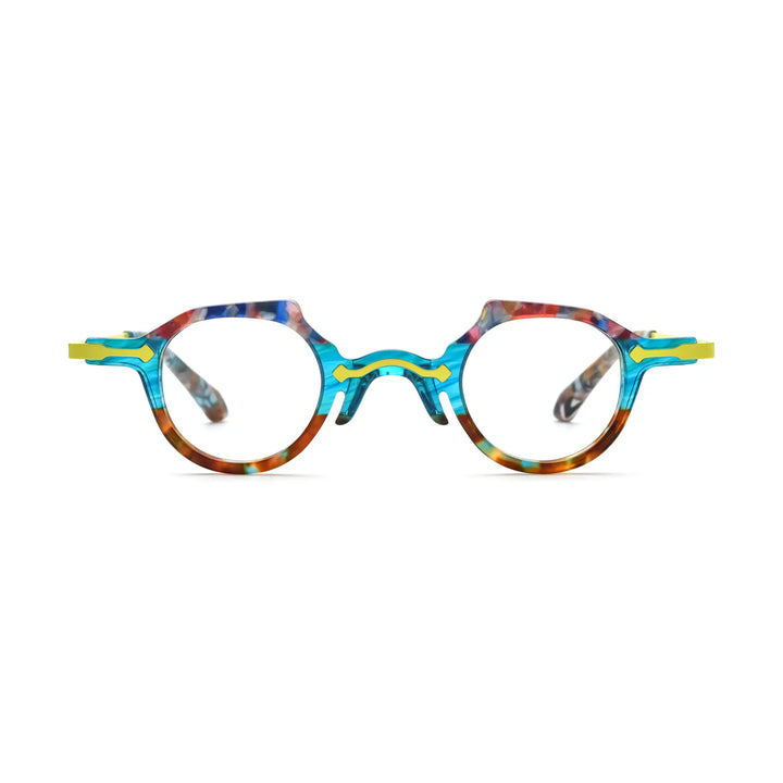 VoyueLens™ Amber Crystal Round Glasses – Front View – SKU VL19341-C1