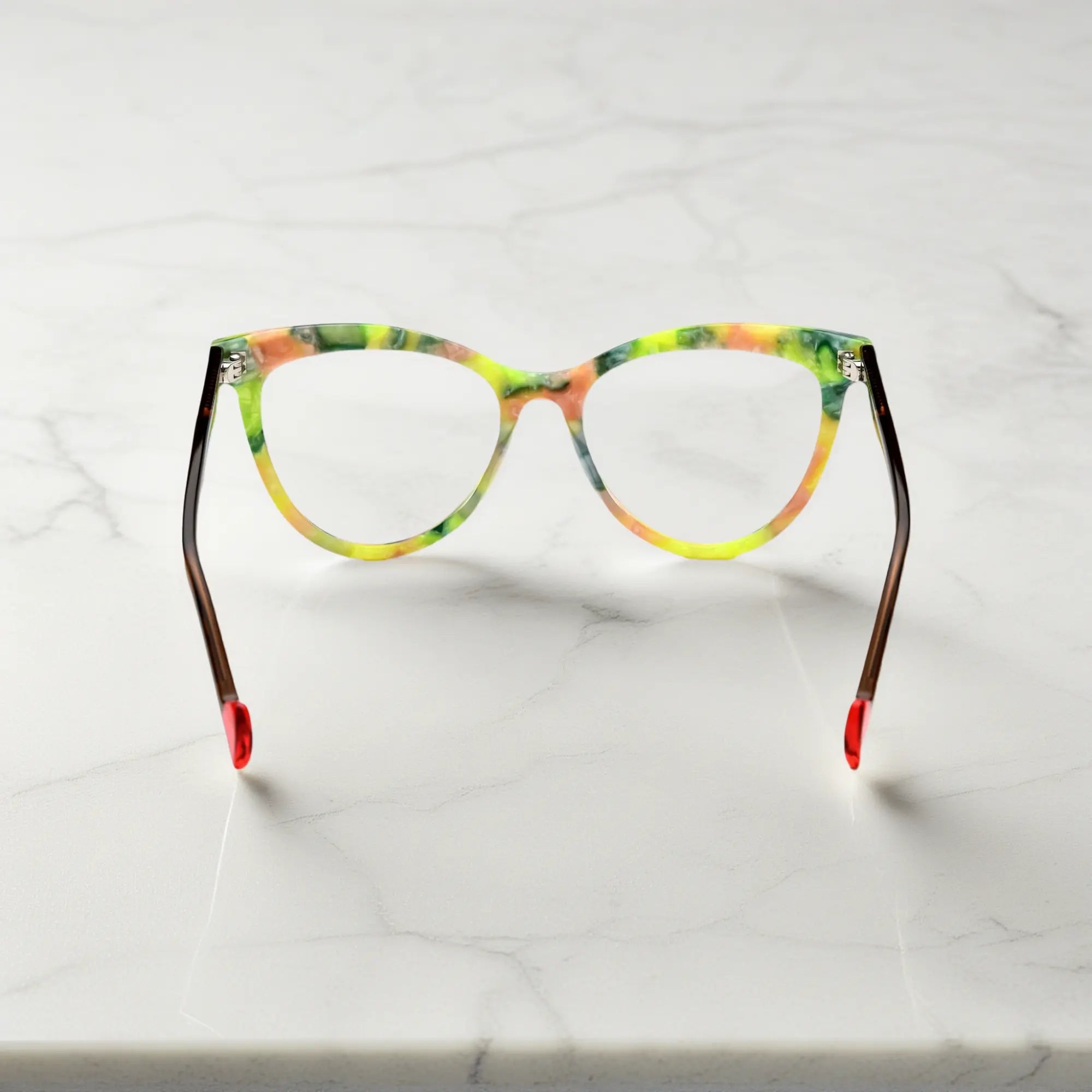 Back angle of amber fade butterfly glasses from VoyueLens VL19362