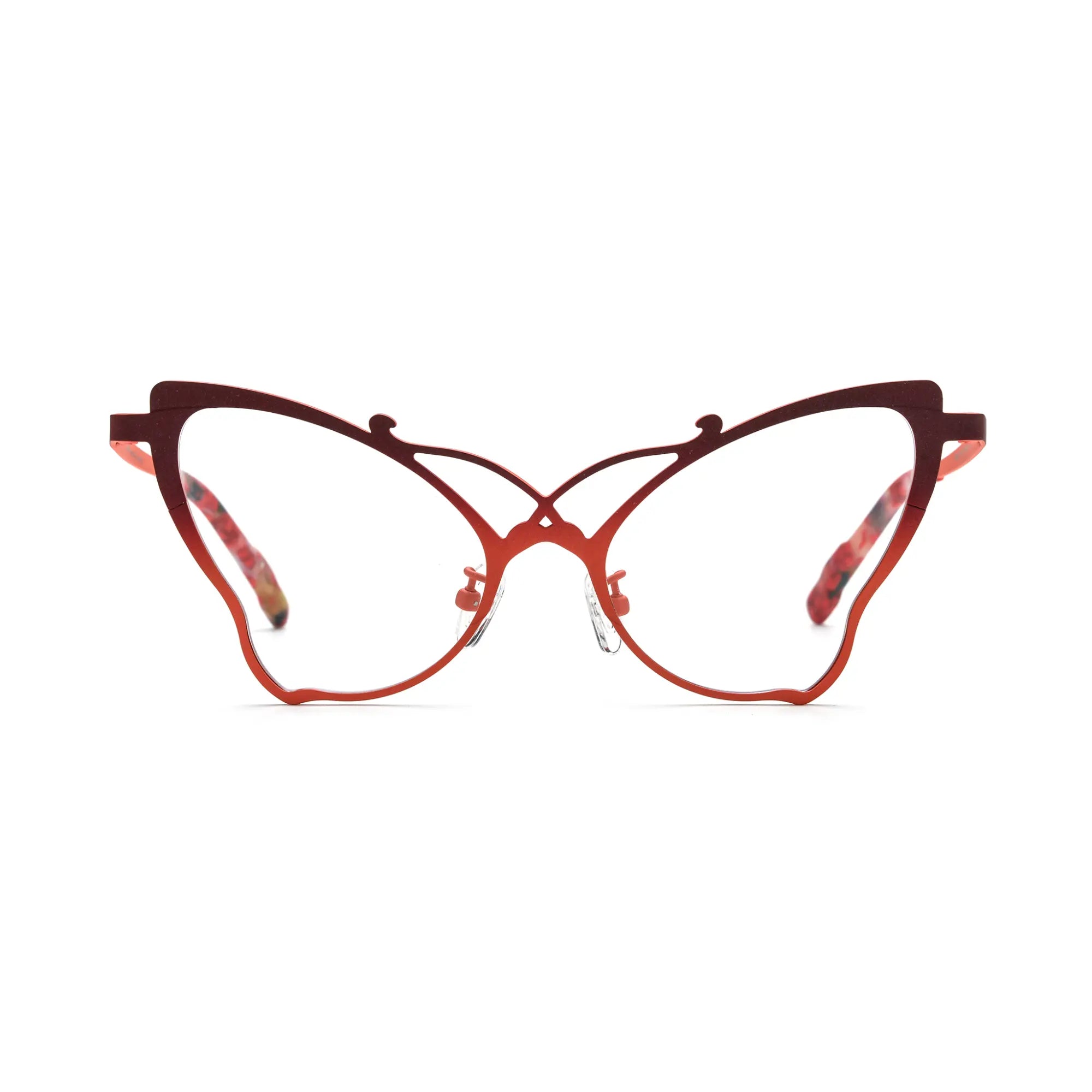 VoyueLens™ Amber Orange Artistic Butterfly Titanium Eyeglasses – Front View – SKU VL185862‑C3