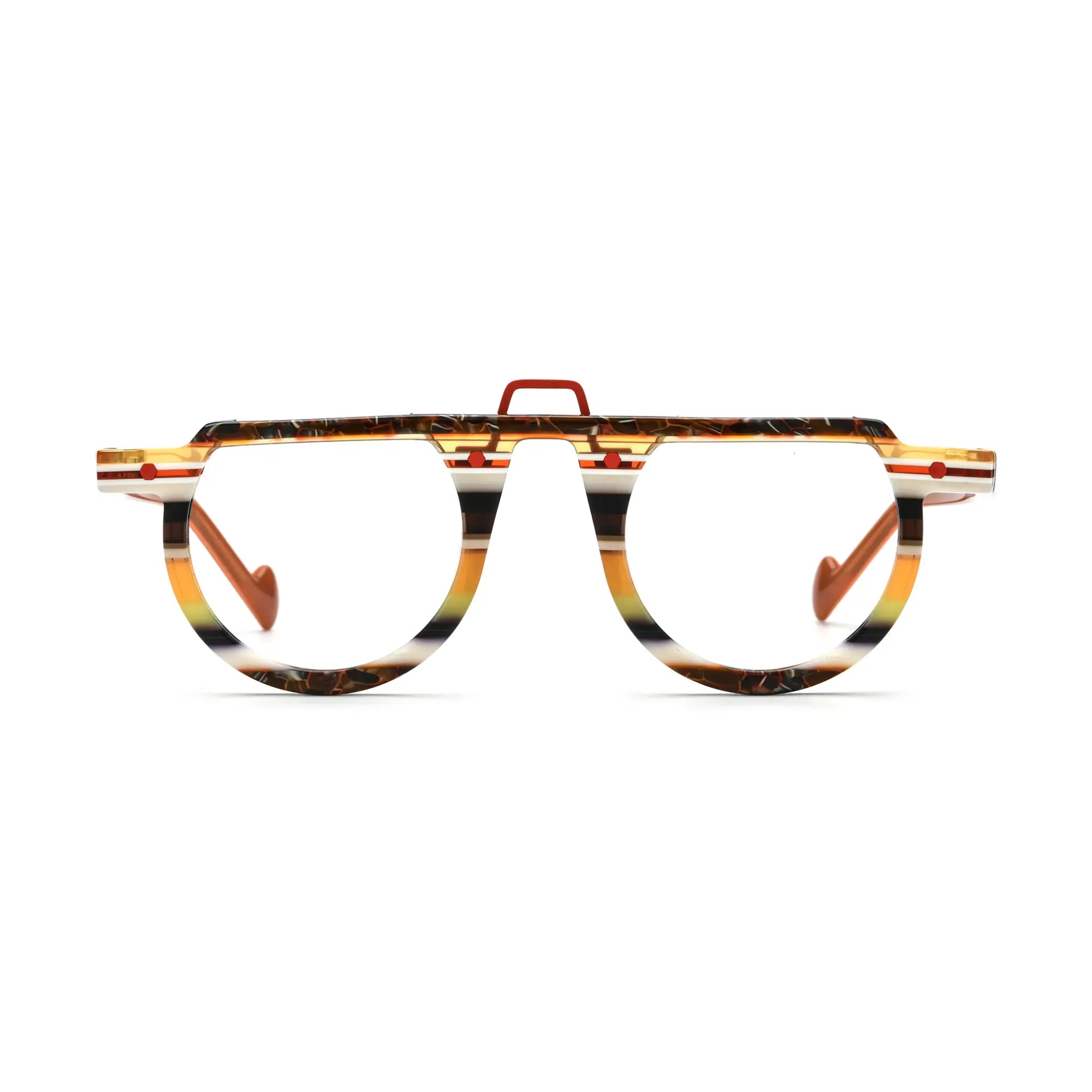 VoyueLens™ Amber Stripe Round Eyeglasses – Front View – SKU VL19383-C4