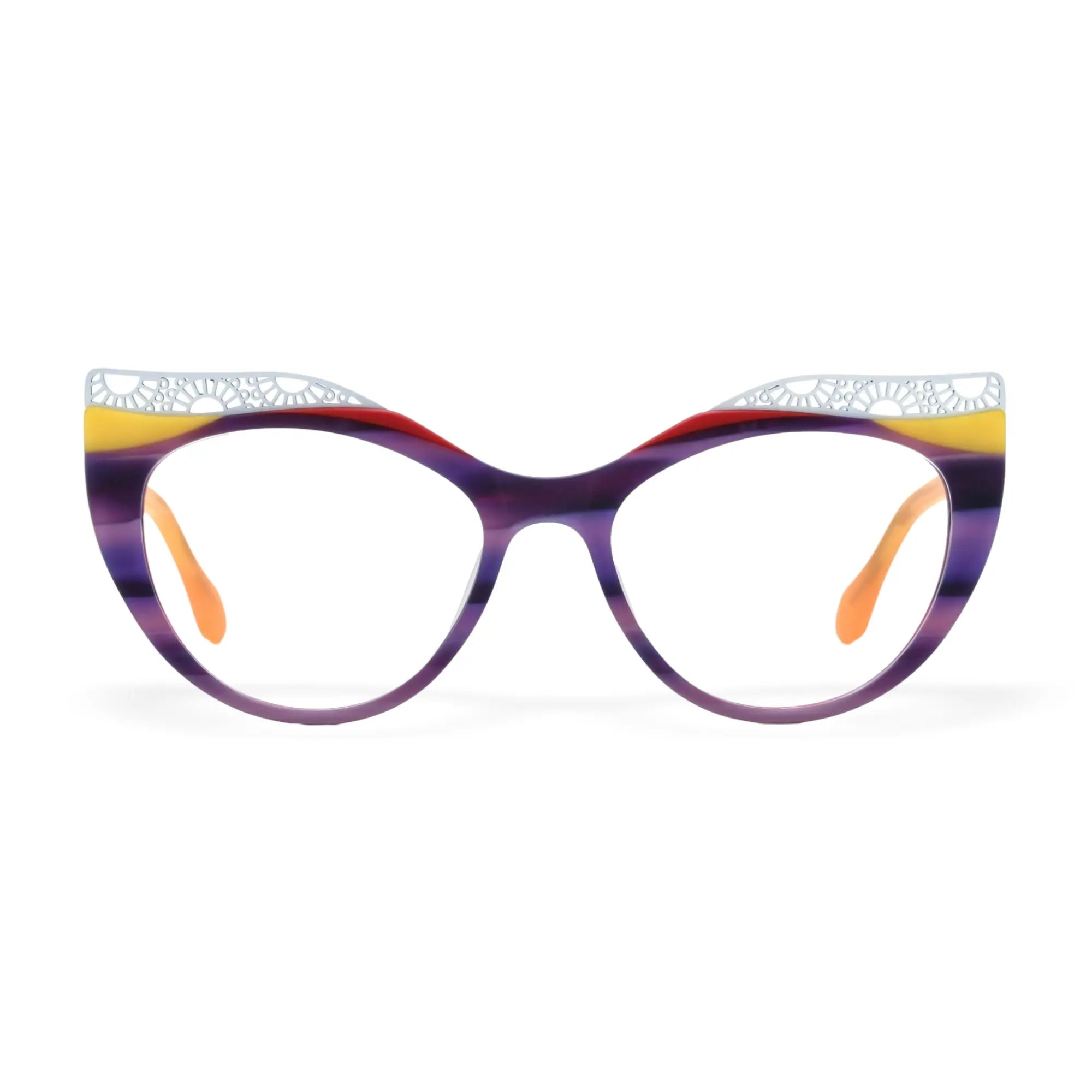 VoyueLens™ Amethyst Sunrise Cat-Eye Glasses – Front View – SKU VL19365-C1