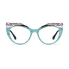 VoyueLens™ Aqua Frost Cat-Eye Glasses – Front View – SKU VL19365-C4