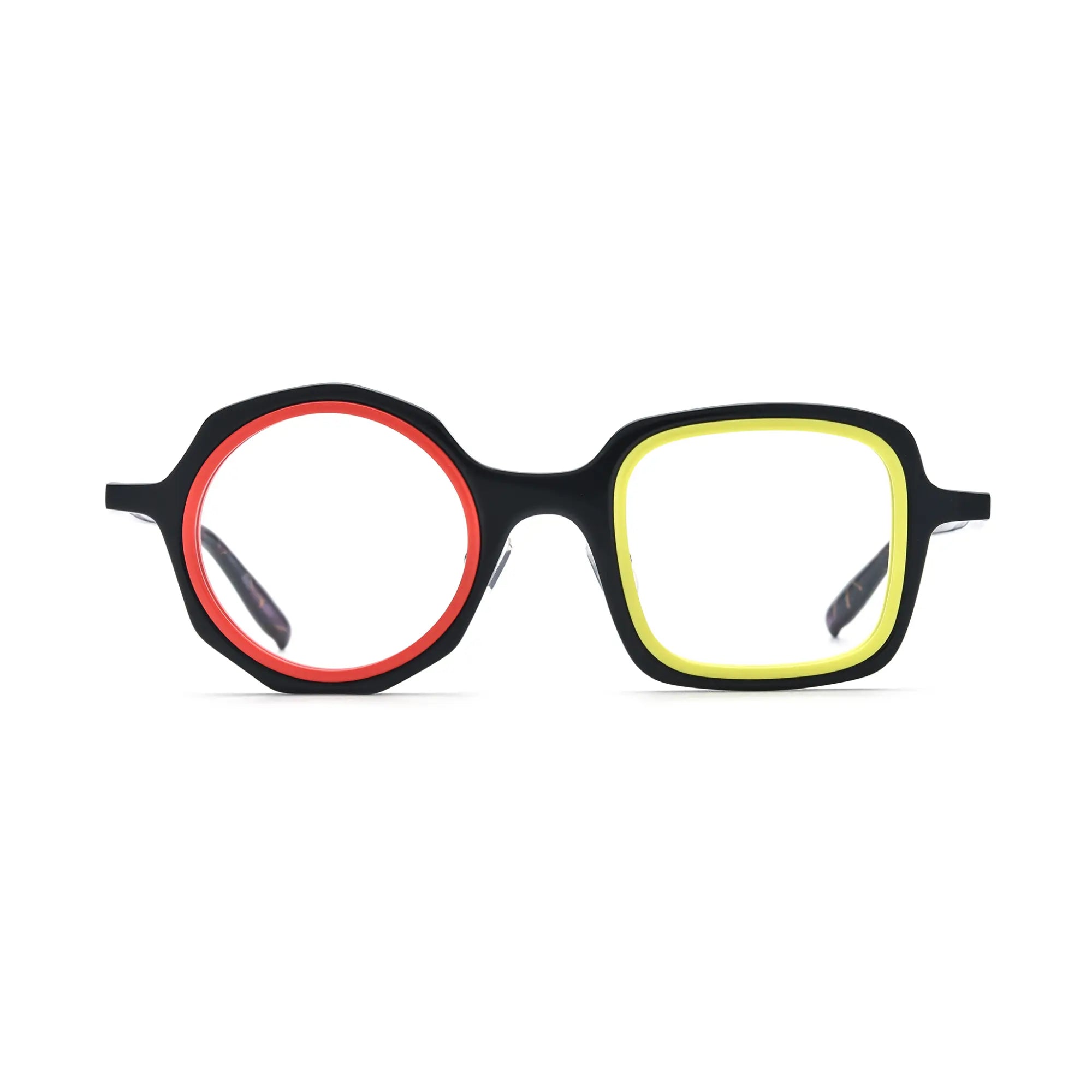 VoyueLens™ Black Amber Geometric Acetate Eyeglasses – Front View – VL19356-C1