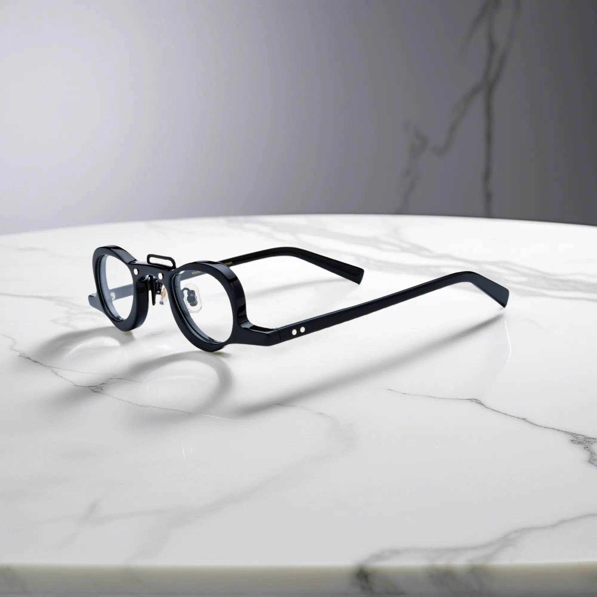 Side view of VoyueLens™ solid Black lightweight geometric eyeglass frames