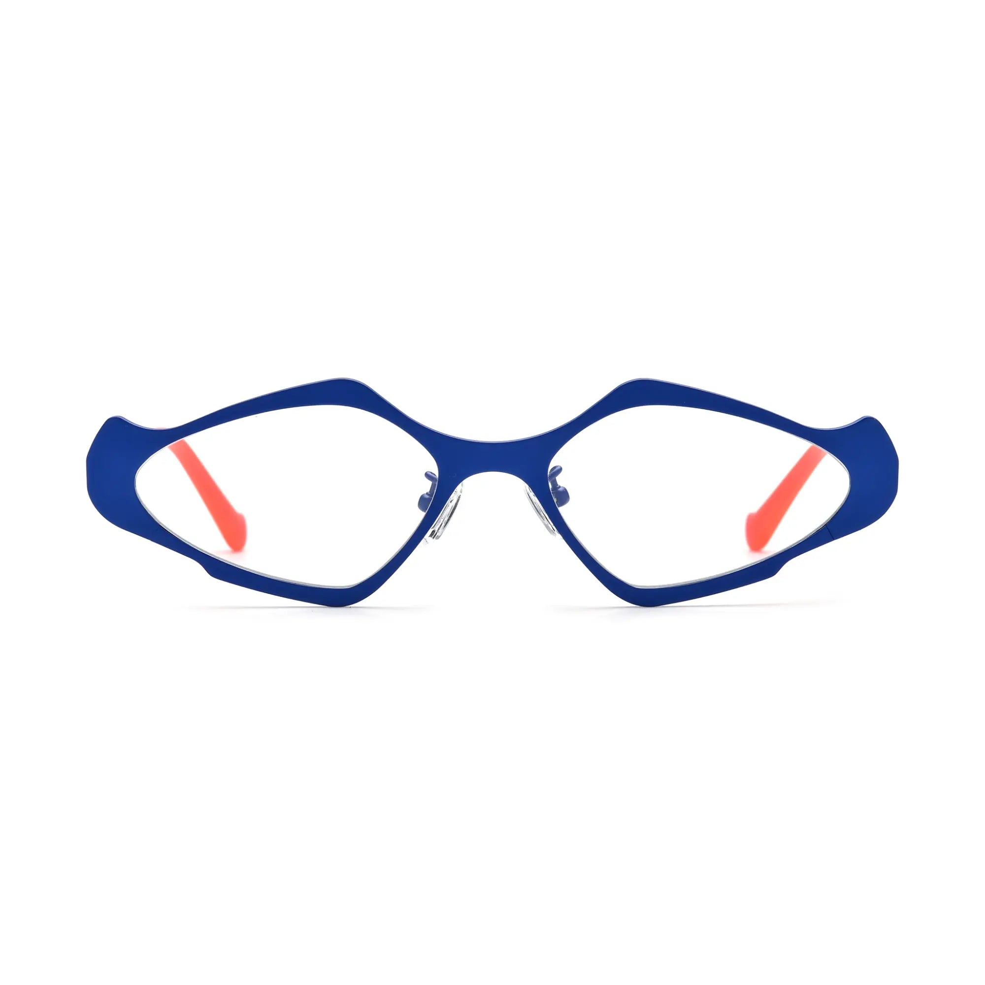 VoyueLens™ Blue Lime Polygon Eyeglasses – Front View – SKU VL185811-C2