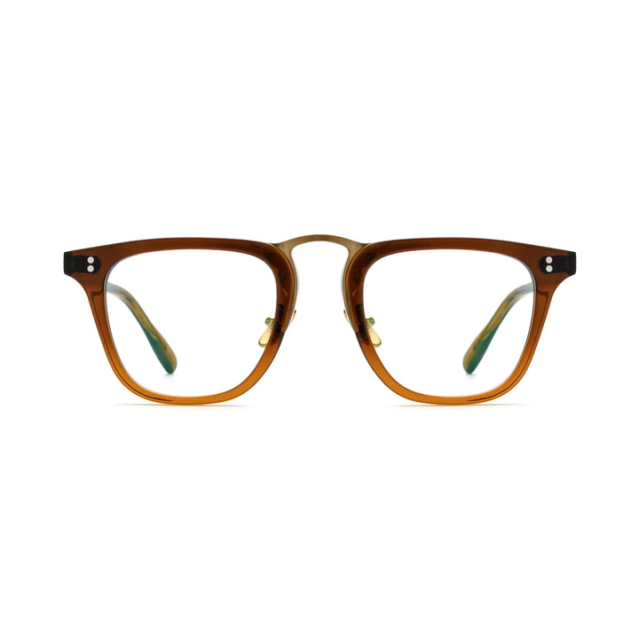 VoyueLens™ Brown Artisan Acetate Square Eyewear – Front View – SKU VL19214-BRN
