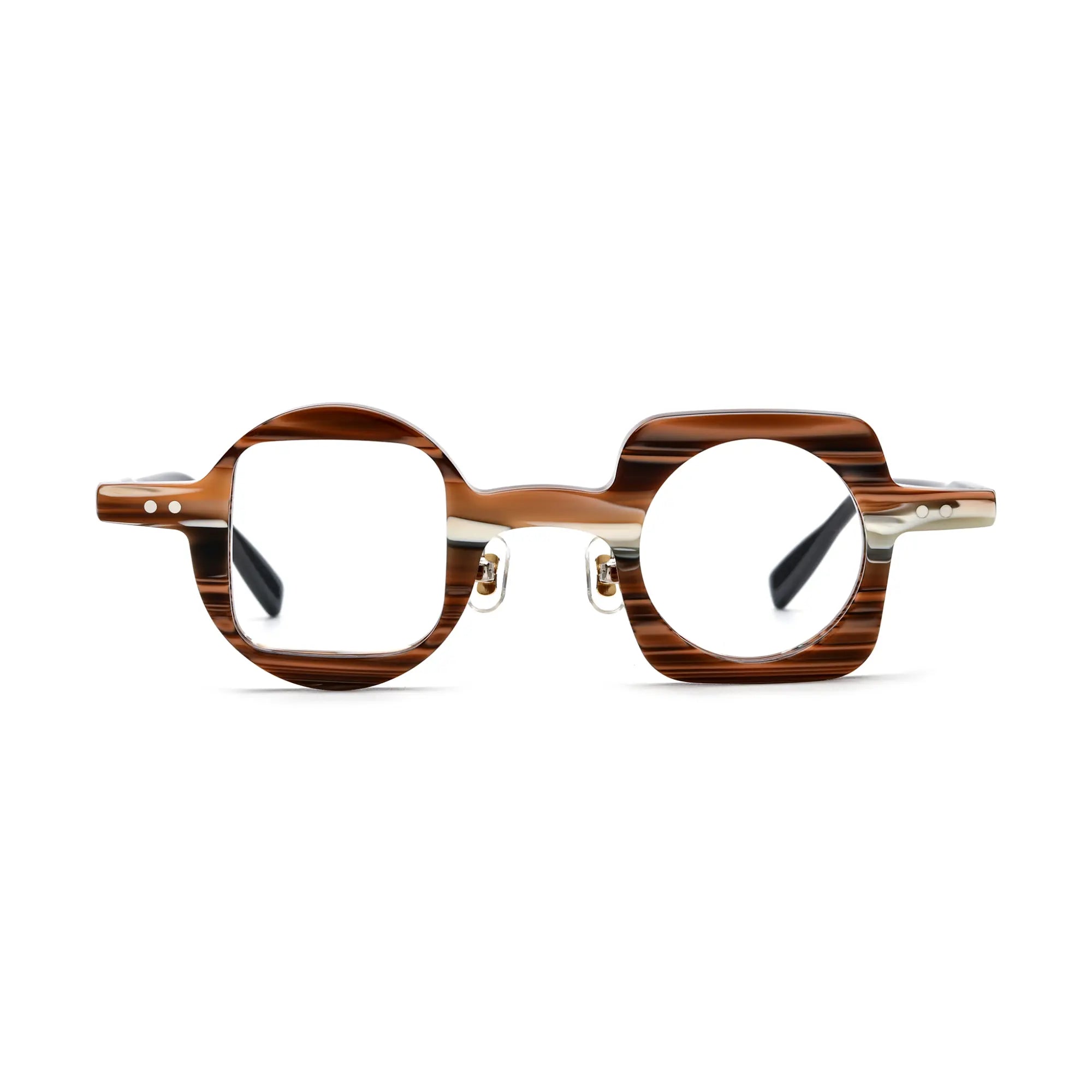 VoyueLens™ Brown Stripe Art-Inspired Eyeglasses – Front View – SKU VL-19189-C1