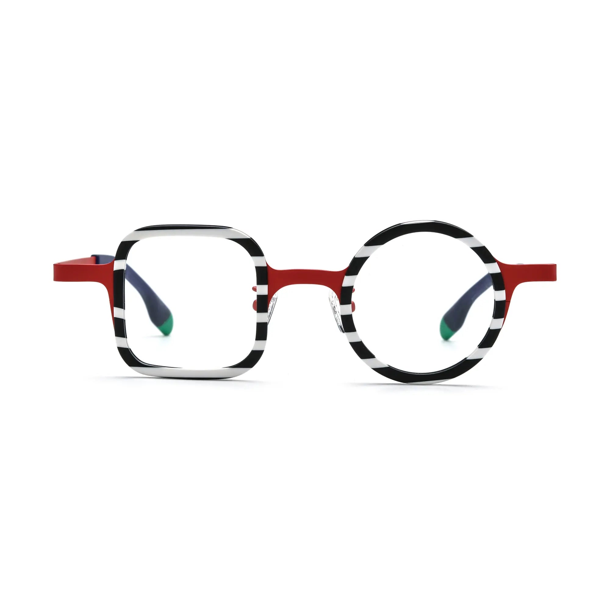 VoyueLens™ Candy Stripe Red Dual-Shaped Eyeglasses – Front View – SKU VL185886-C1
