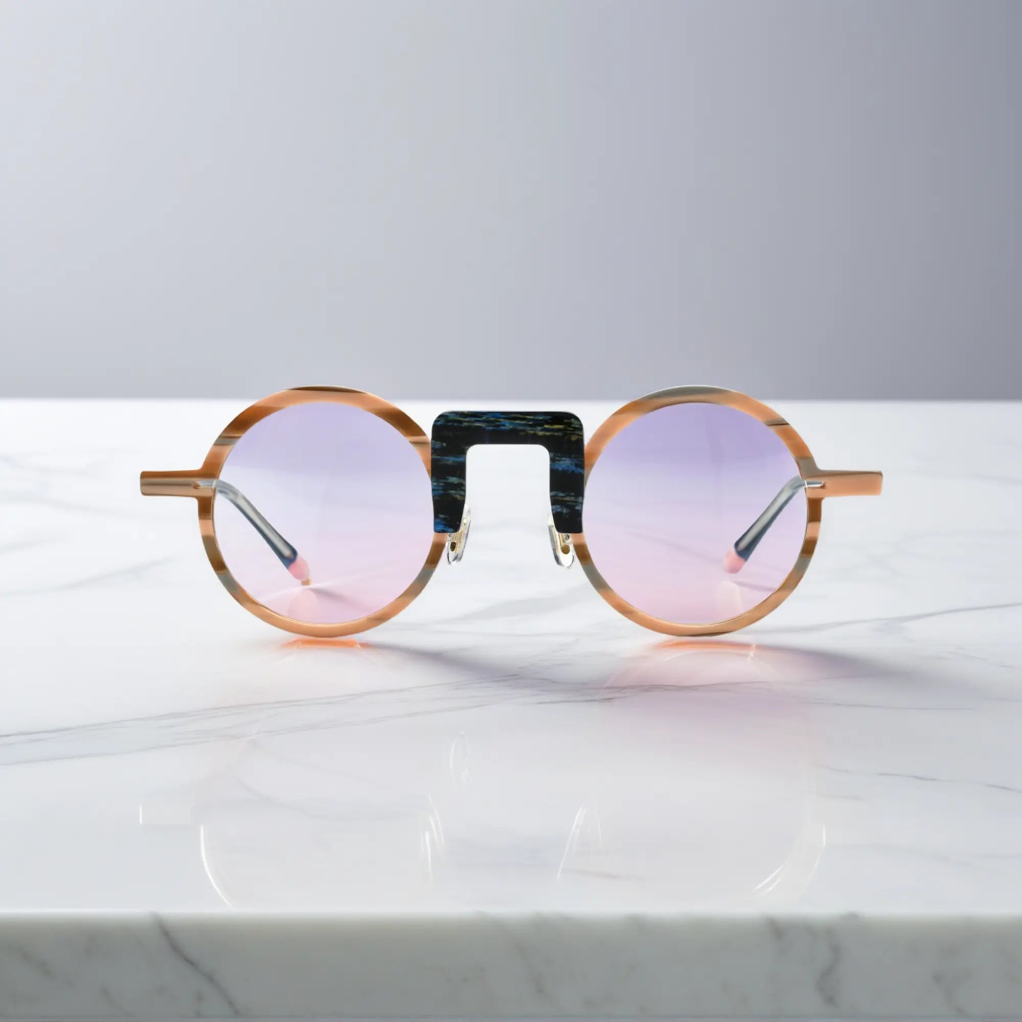 Front view of VoyueLens™ NeoPop eyeglasses in Caramel Tide color