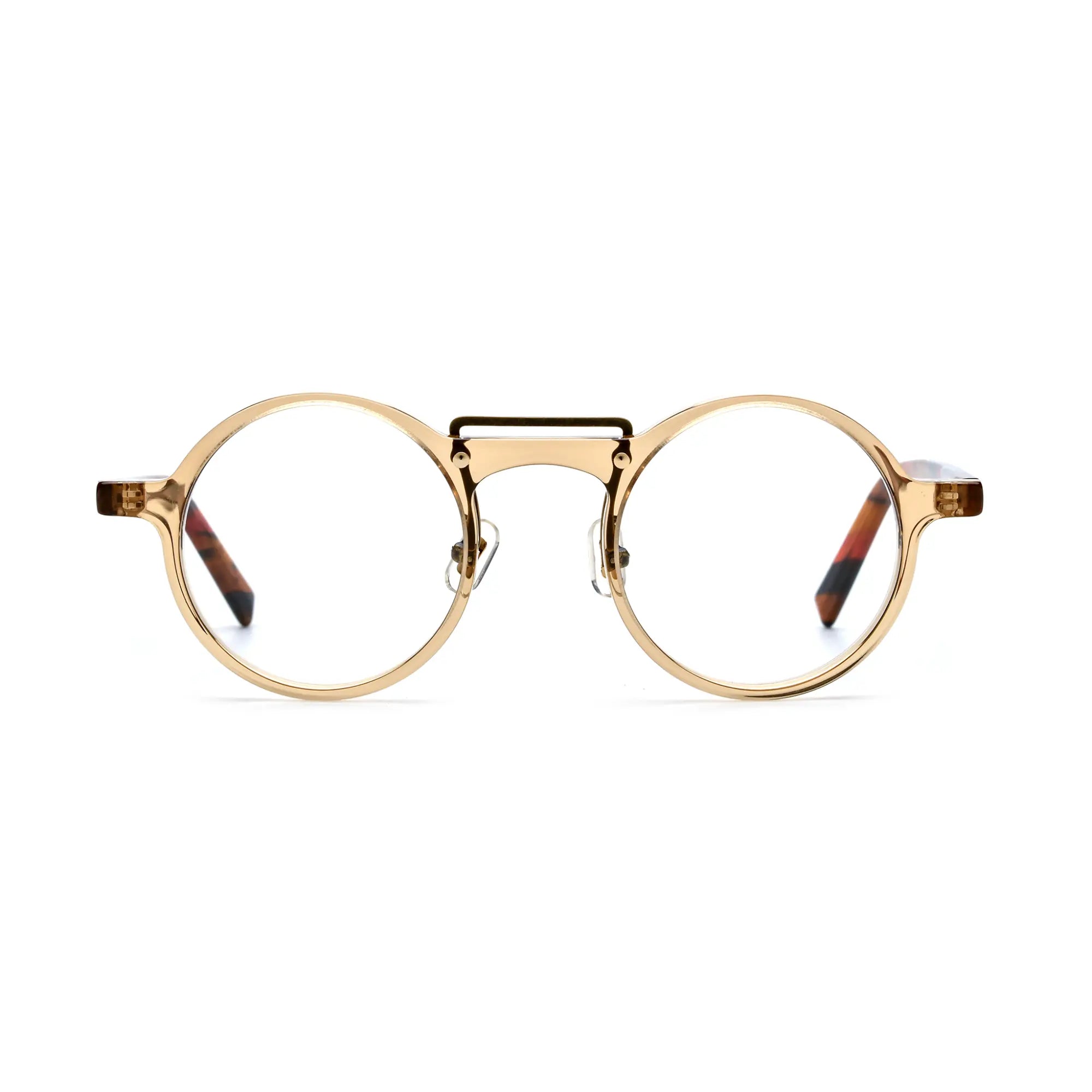 VoyueLens™ Champagne Gold Round Eyeglasses – Front View – SKU VL19194-C2