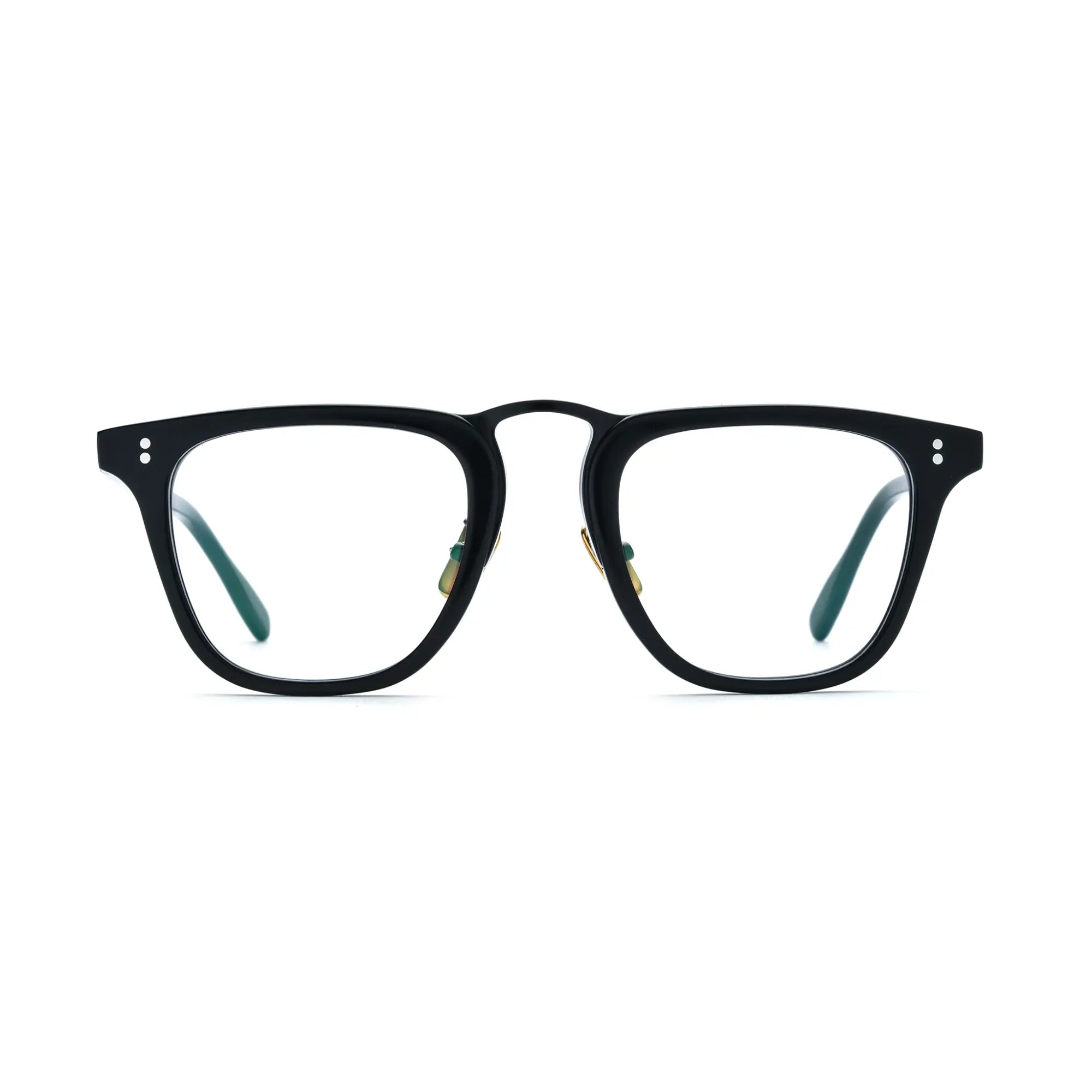 VoyueLens™ Charcoal Black Artisan Acetate Square Eyewear – Front View – SKU VL19214-BLK