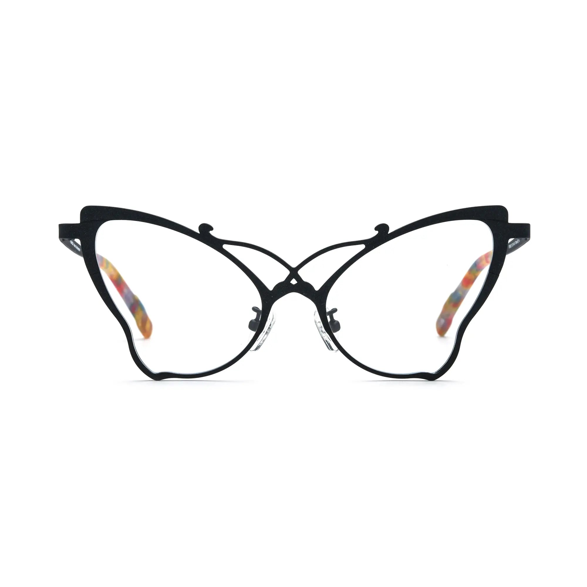 VoyueLens™ Charcoal Black Artistic Butterfly Titanium Eyeglasses – Front View – SKU VL185862‑C5