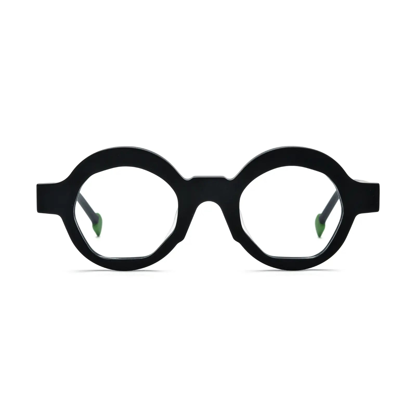 VoyueLens™ Charcoal Black Polygon Eyeglasses – Front View – SKU VL19355-C5