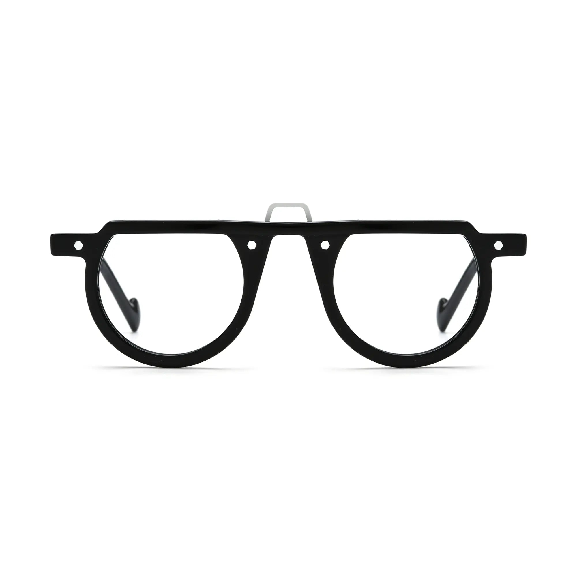 VoyueLens™ Charcoal Black Round Eyeglasses – Front View – SKU VL19383-C2