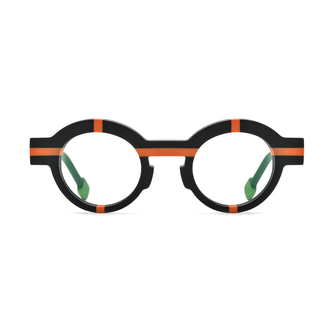 VoyueLens™ Charcoal Black Round Glasses – Front View – SKU VL19282-BLACK