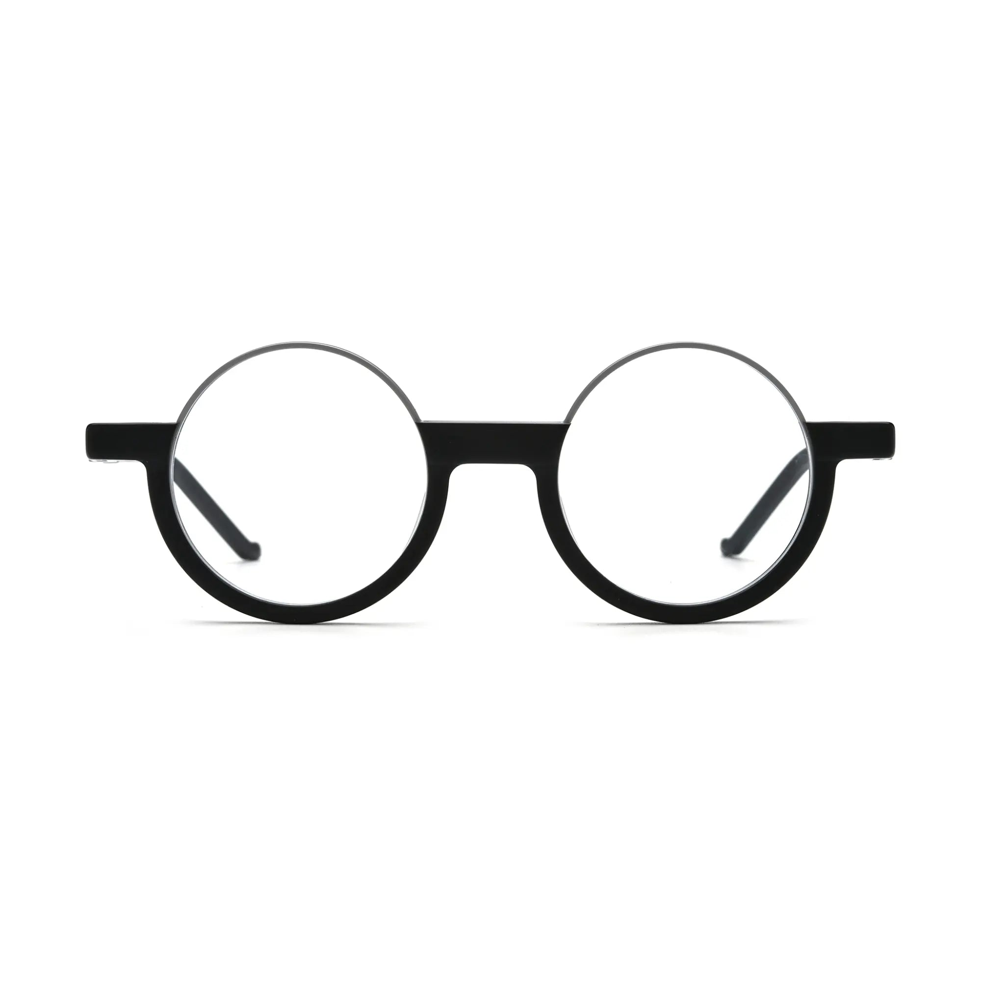 VoyueLens™ Charcoal Silver Round Glasses – Front View – SKU VL19366-C2