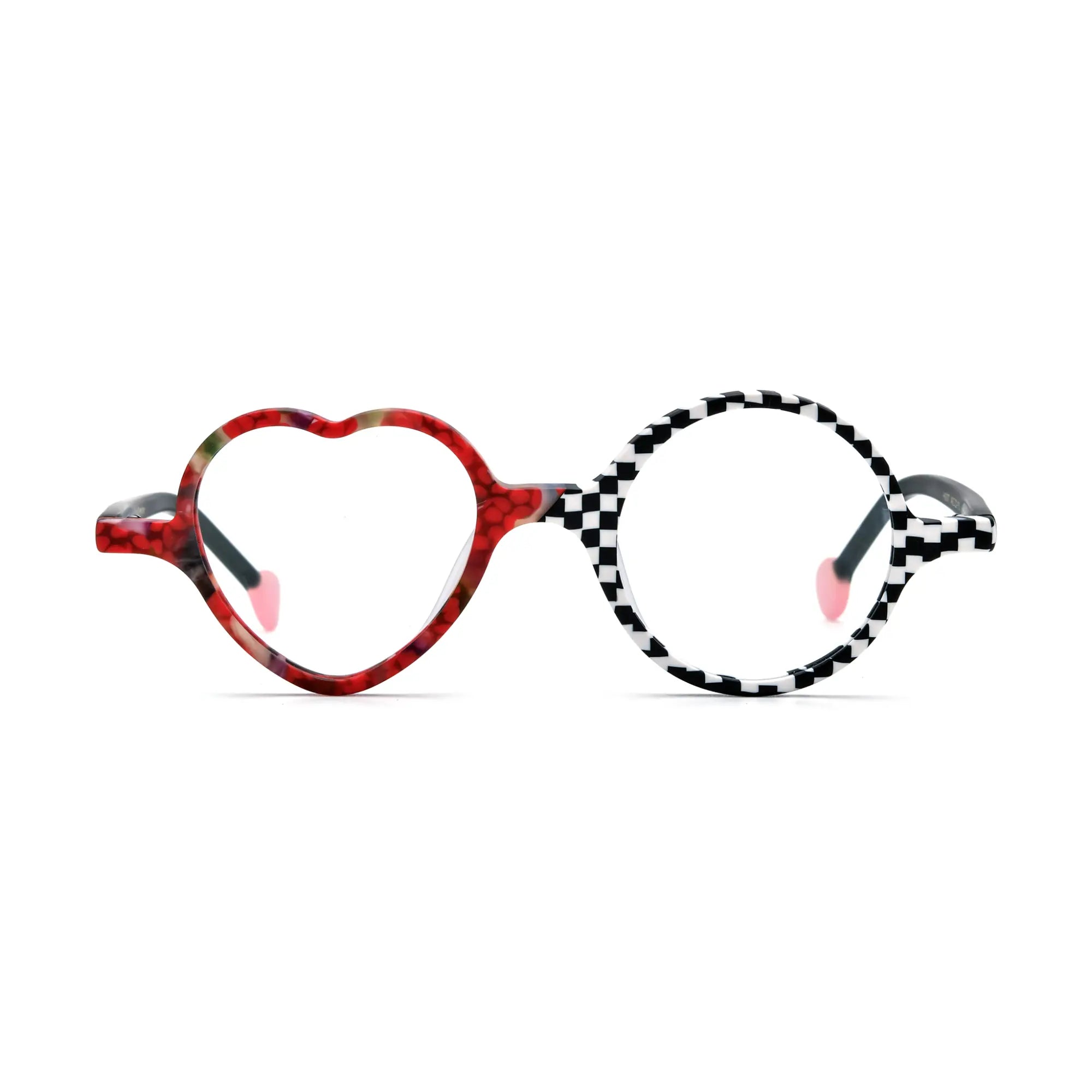 VoyueLens™ Checker Red Pop Eyeglasses – Front View – SKU VL19377-C1