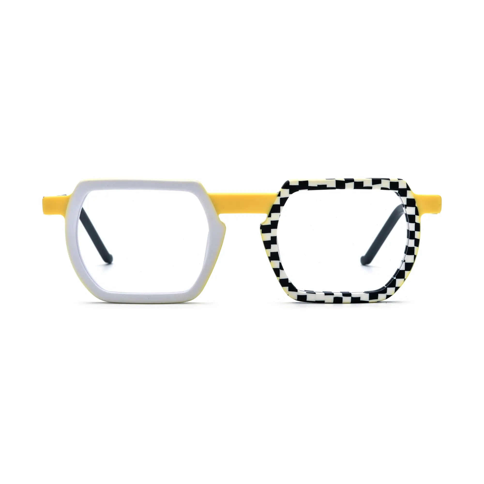 VoyueLens™ Checkerboard Yellow Eyeglasses – Front View – SKU VL19373-C2