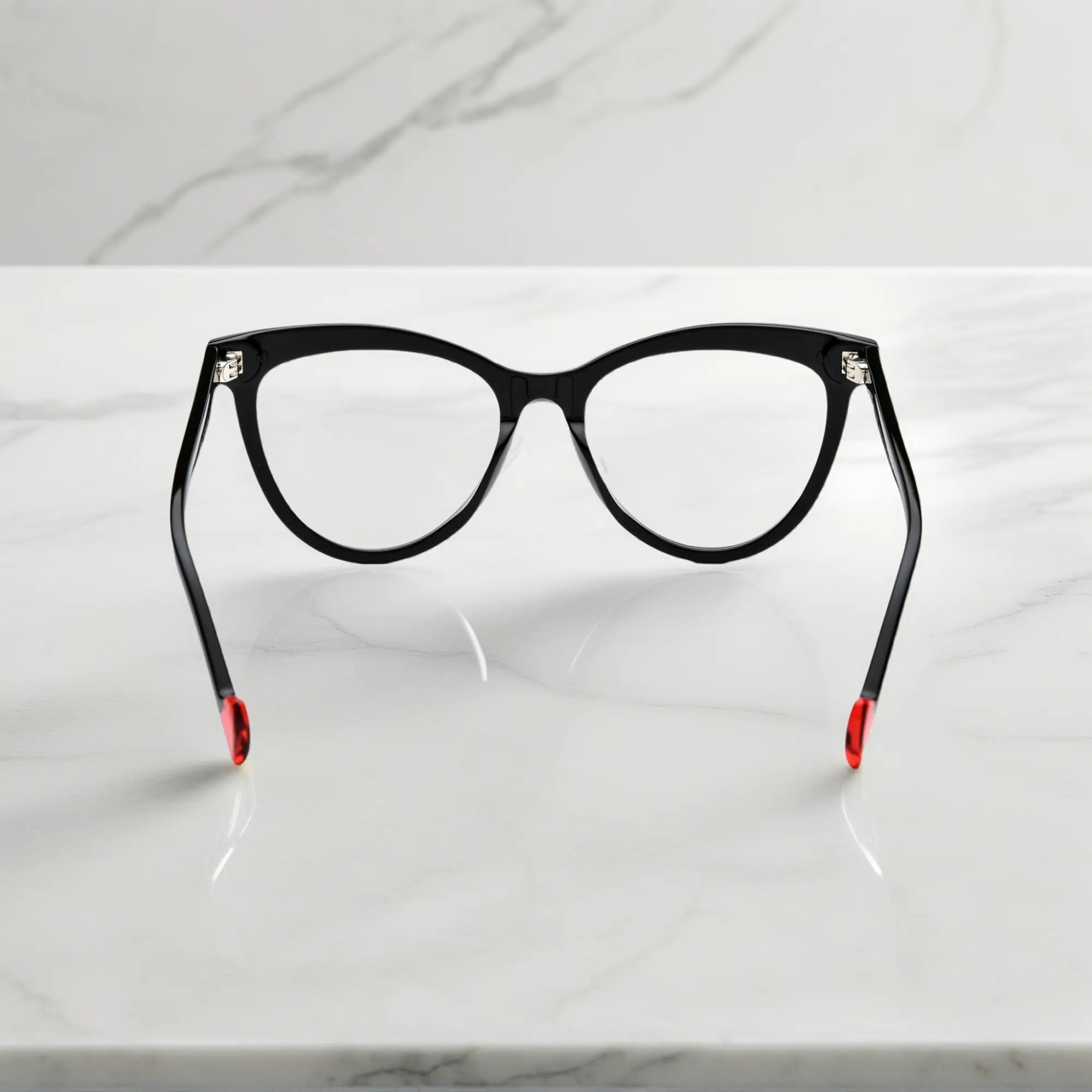 Back angle of VoyueLens classic black zigzag eyeglasses