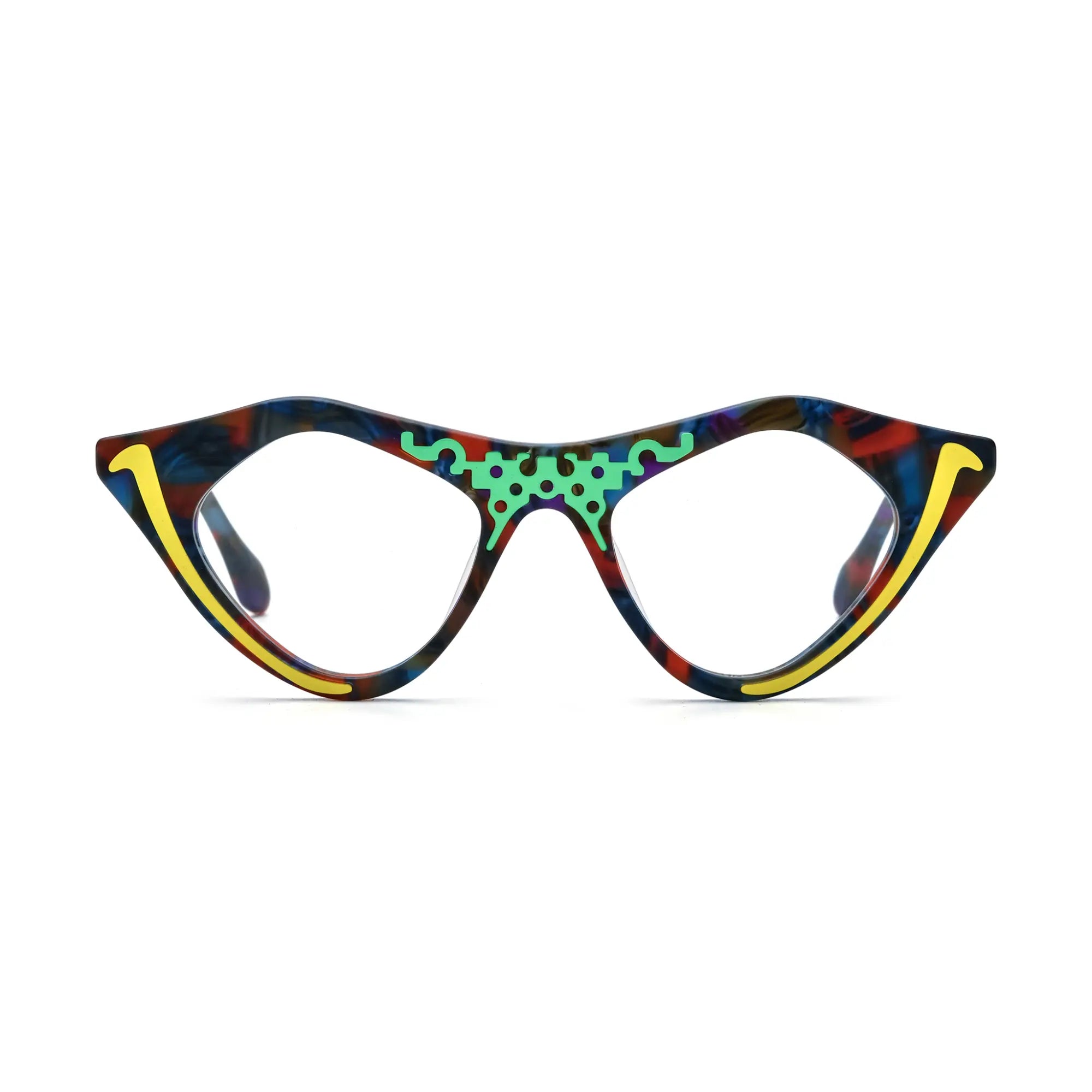 VoyueLens™ Color Burst Cat-Eye Glasses – Front View – SKU VL19372-C2