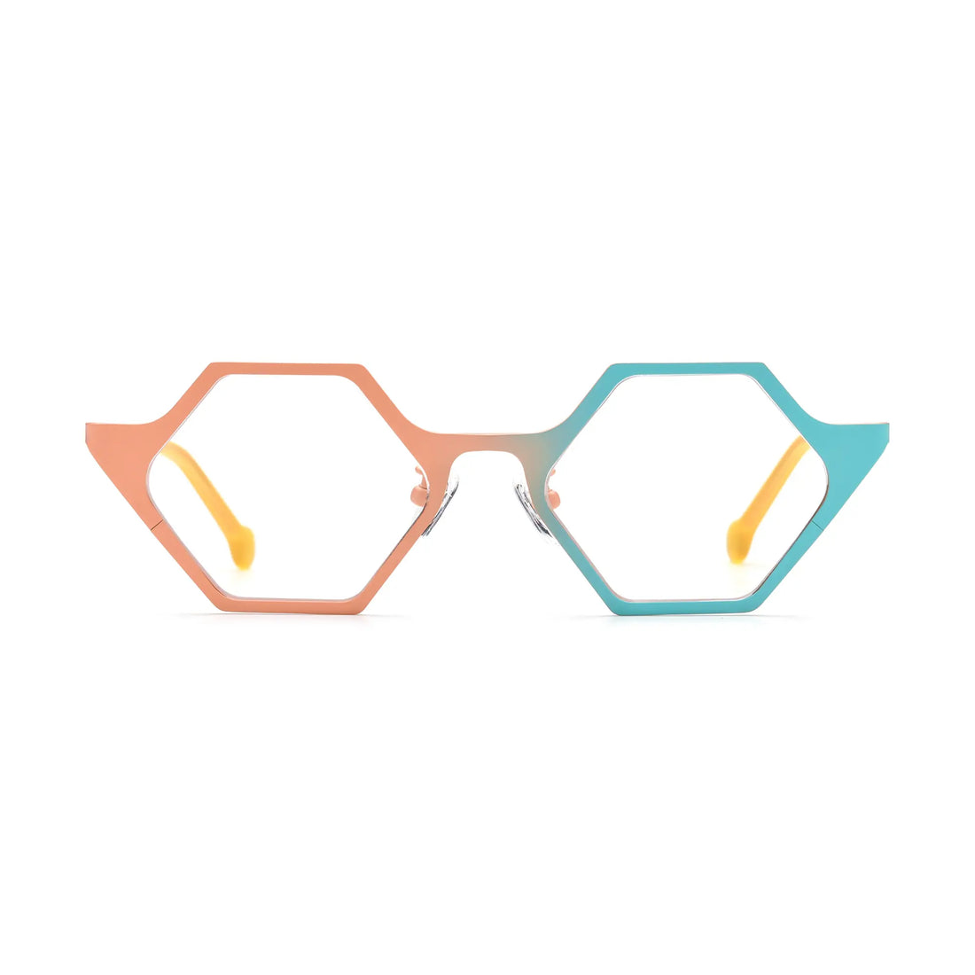 VoyueLens™ Coral Frost Geometric Eyeglasses – Front View – SKU VL185881-C7