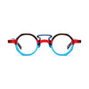 VoyueLens™ Crimson Blue Fusion Geometric Eyeglasses – Front View – SKU VL19244-C1
