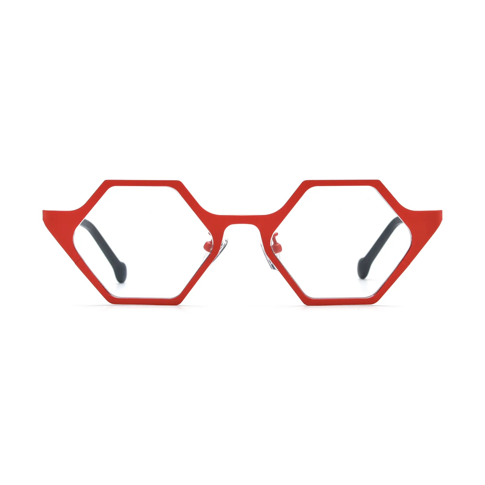 VoyueLens™ Crimson Depth Geometric Eyeglasses – Front View – SKU VL185881-C3