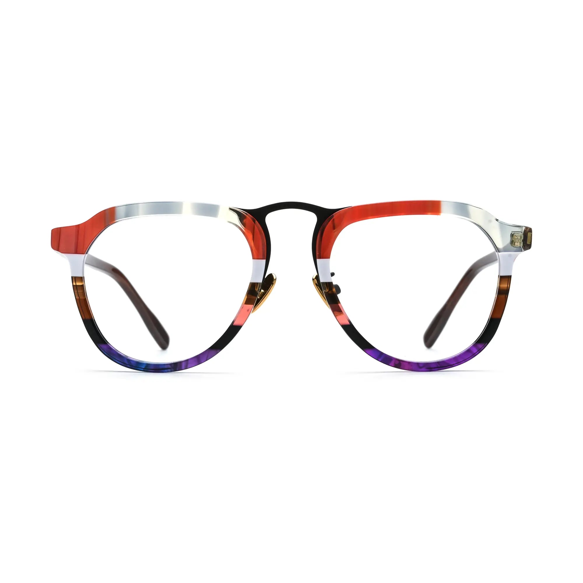 VoyueLens™ Crimson Fade on Walnut Aviator Eyeglasses – Front View – SKU VL19350-C3