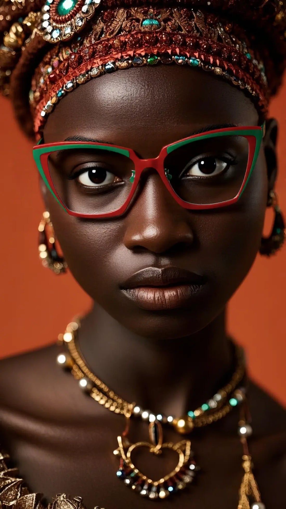 Model wearing VoyueLens™ VL185809 Crimson Garden cat-eye glasses