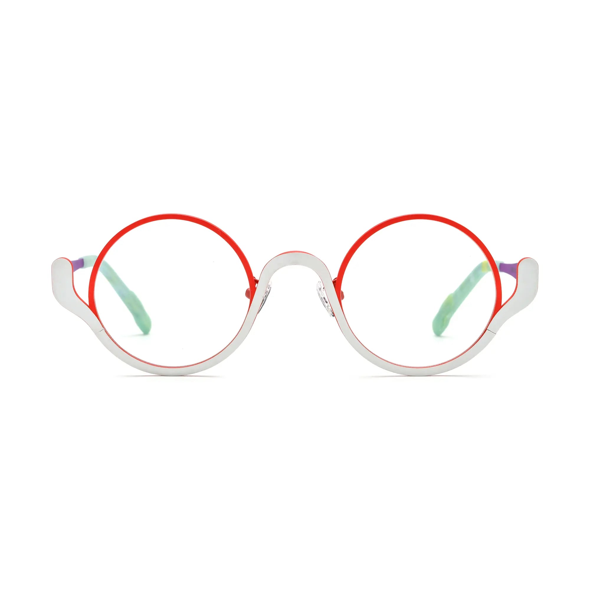 VoyueLens™ Crimson Ice Round Eyeglasses – Front View – SKU VL185798-C2