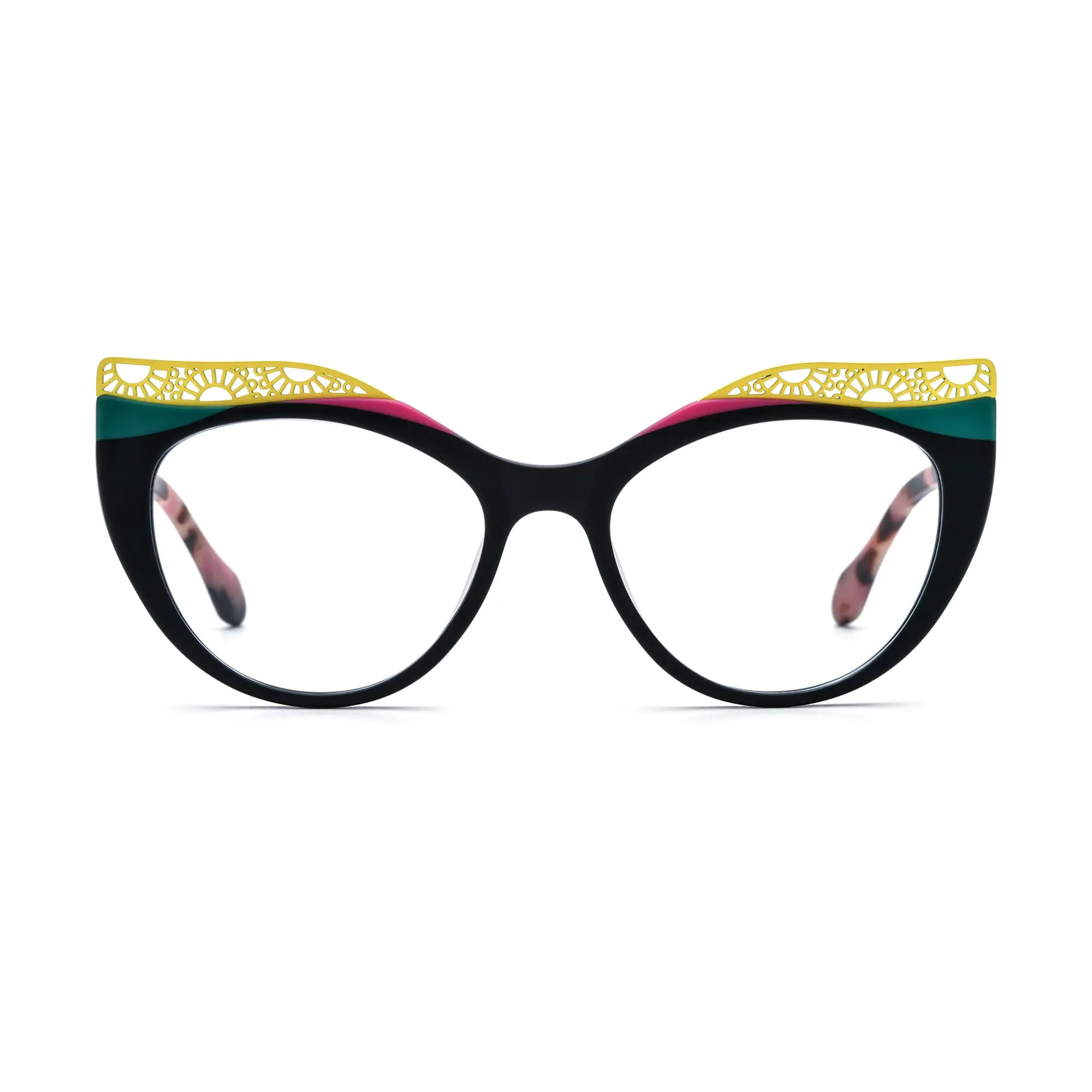 VoyueLens™ Crimson Nebula Cat-Eye Glasses – Front View – SKU VL19365-C6