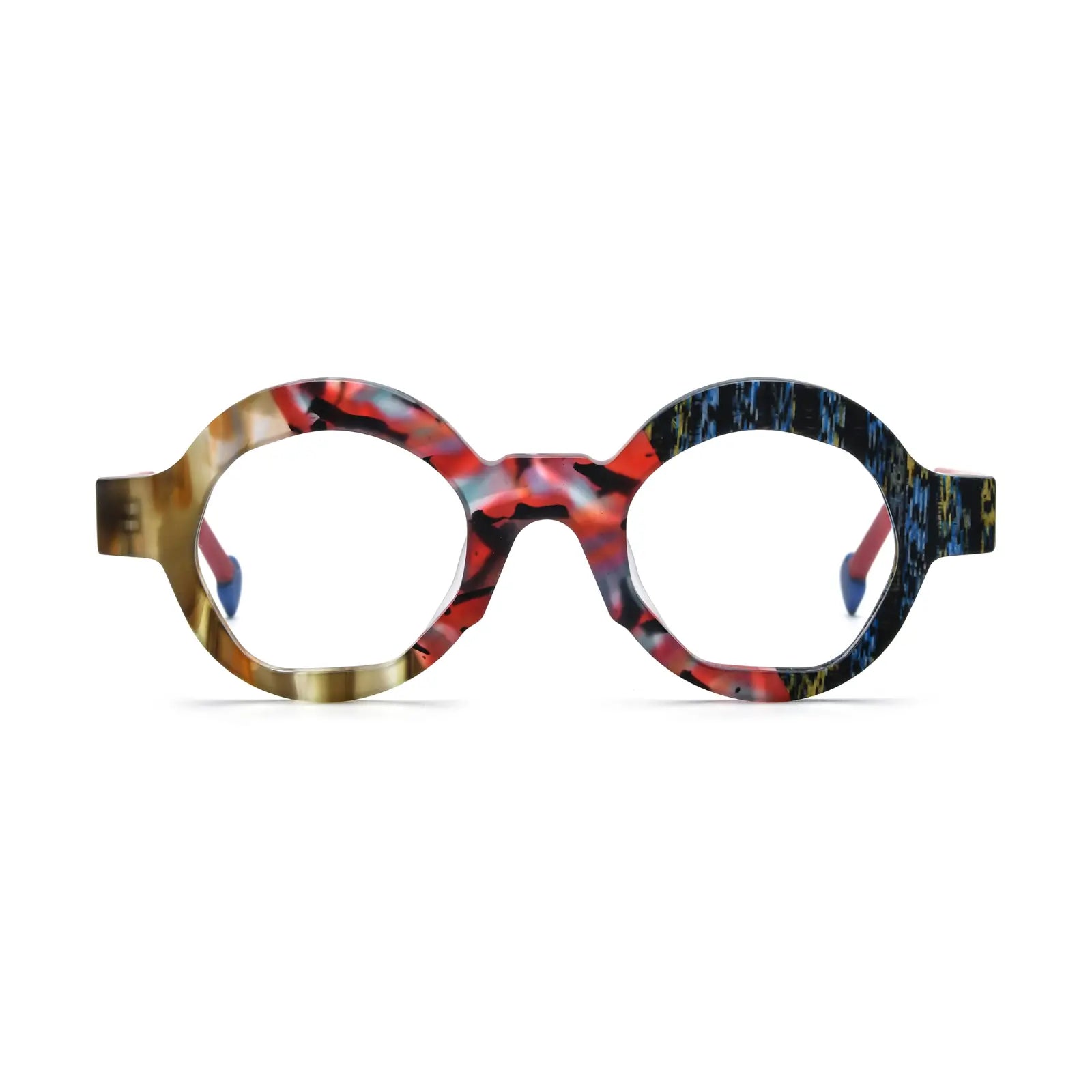 VoyueLens™ Crimson Nebula Polygon Eyeglasses – Front View – SKU VL19355-C6
