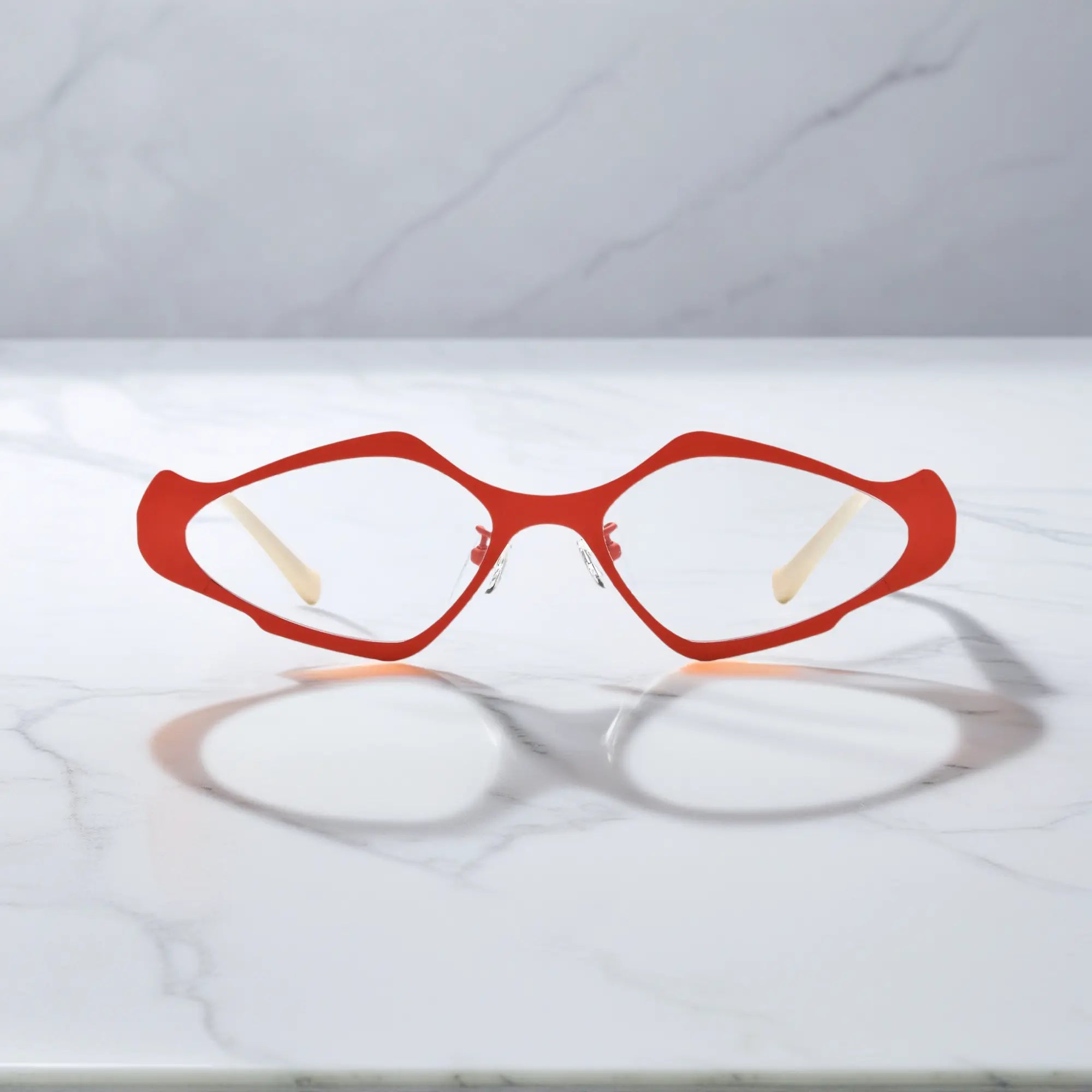 VoyueLens™ VL185811 eyeglasses in Crimson Noir – front view of polygon titanium frame