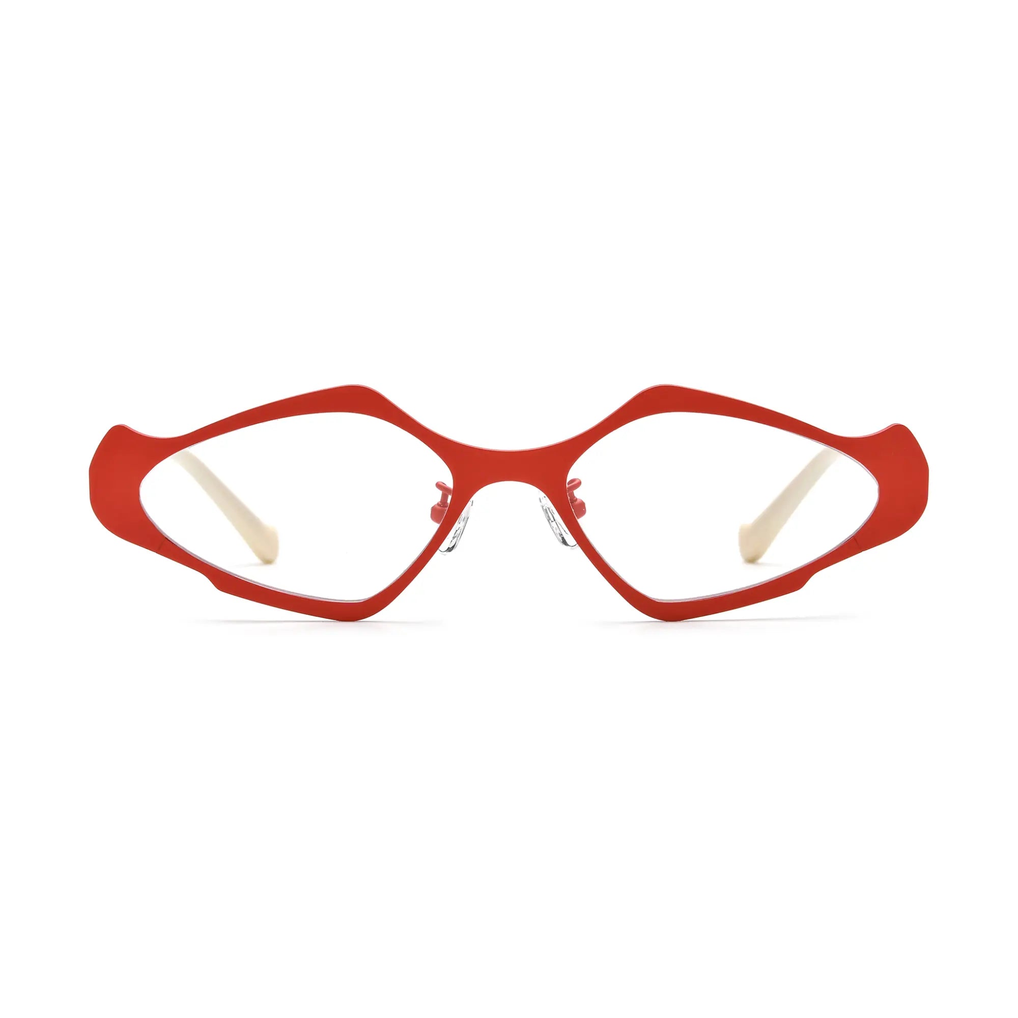 VoyueLens™ Crimson Noir Polygon Eyeglasses – Front View – SKU VL185811-C3
