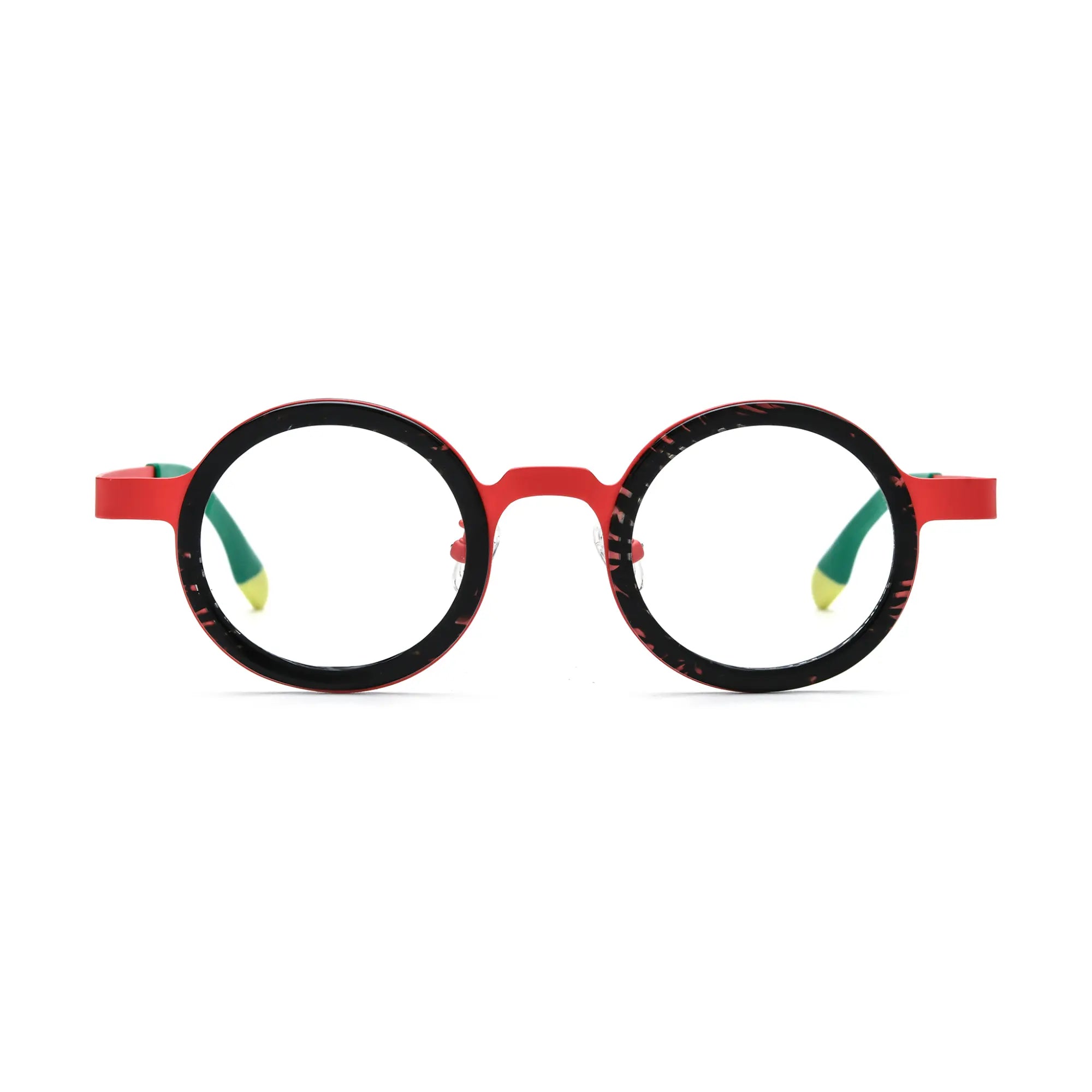 VoyueLens™ Crimson Tortoise Round Eyeglasses – Front View – SKU VL185816-C4