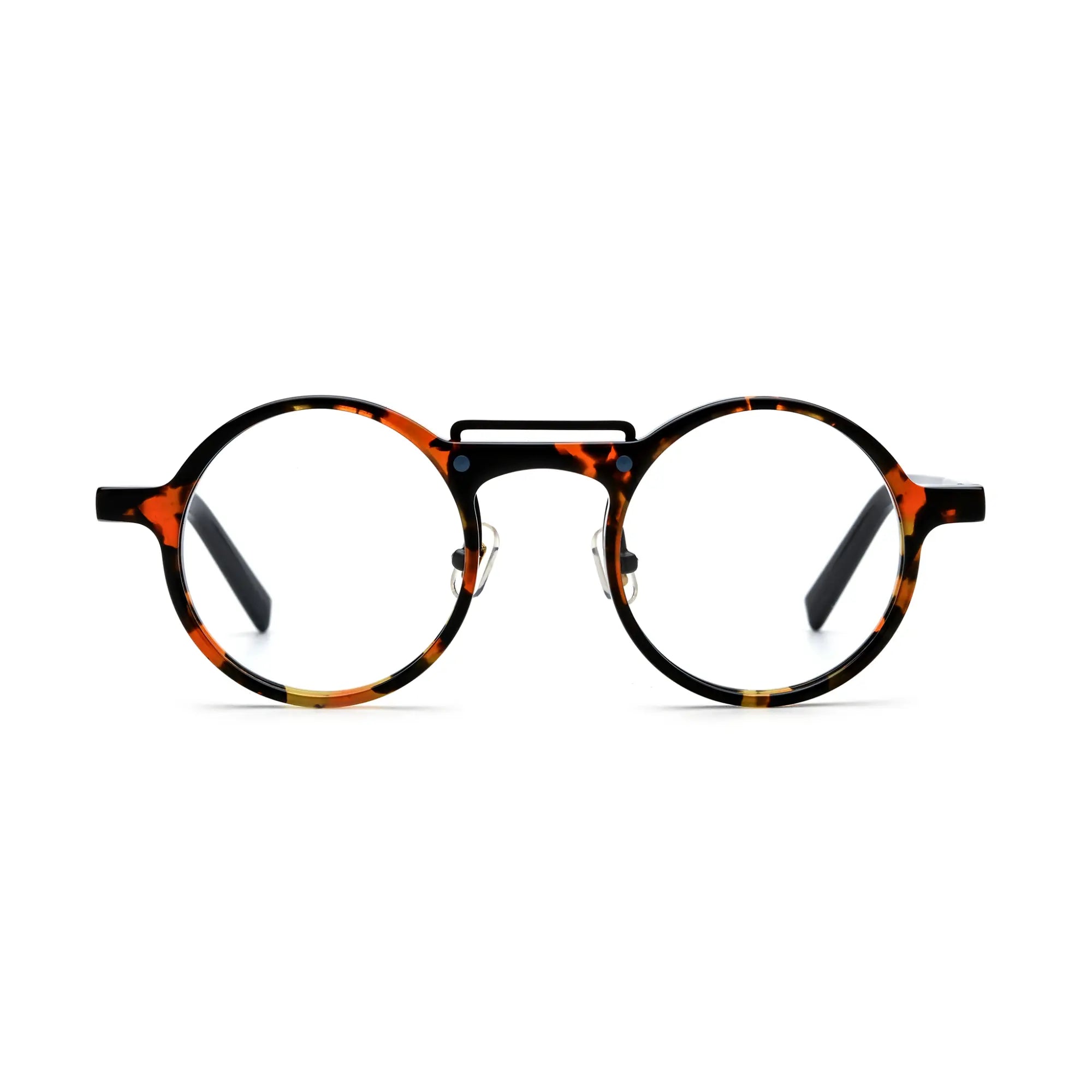 VoyueLens™ Crimson Tortoise Round Eyeglasses – Front View – SKU VL19194-C1