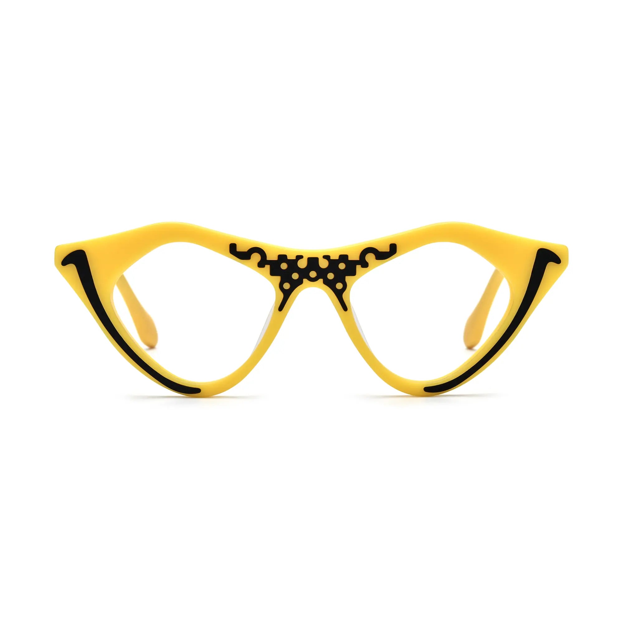VoyueLens™ Cyber Yellow Cat-Eye Glasses – Front View – SKU VL19372-C1