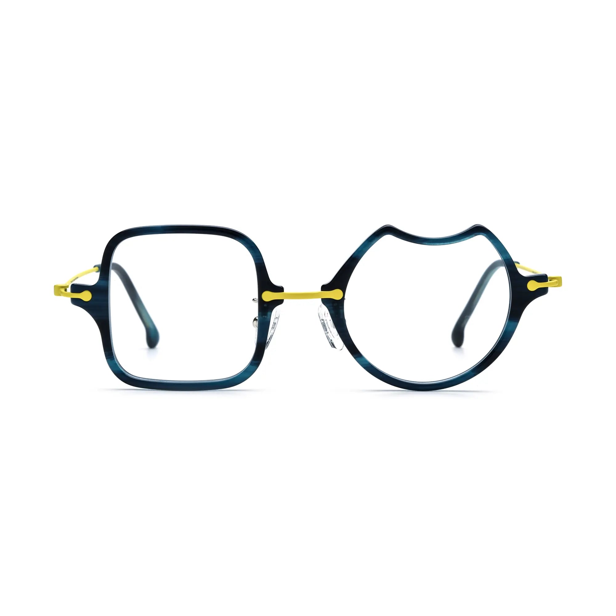VoyueLens™ Electric Olive Abstract Eyeglasses – Front View – SKU VL185842-C5