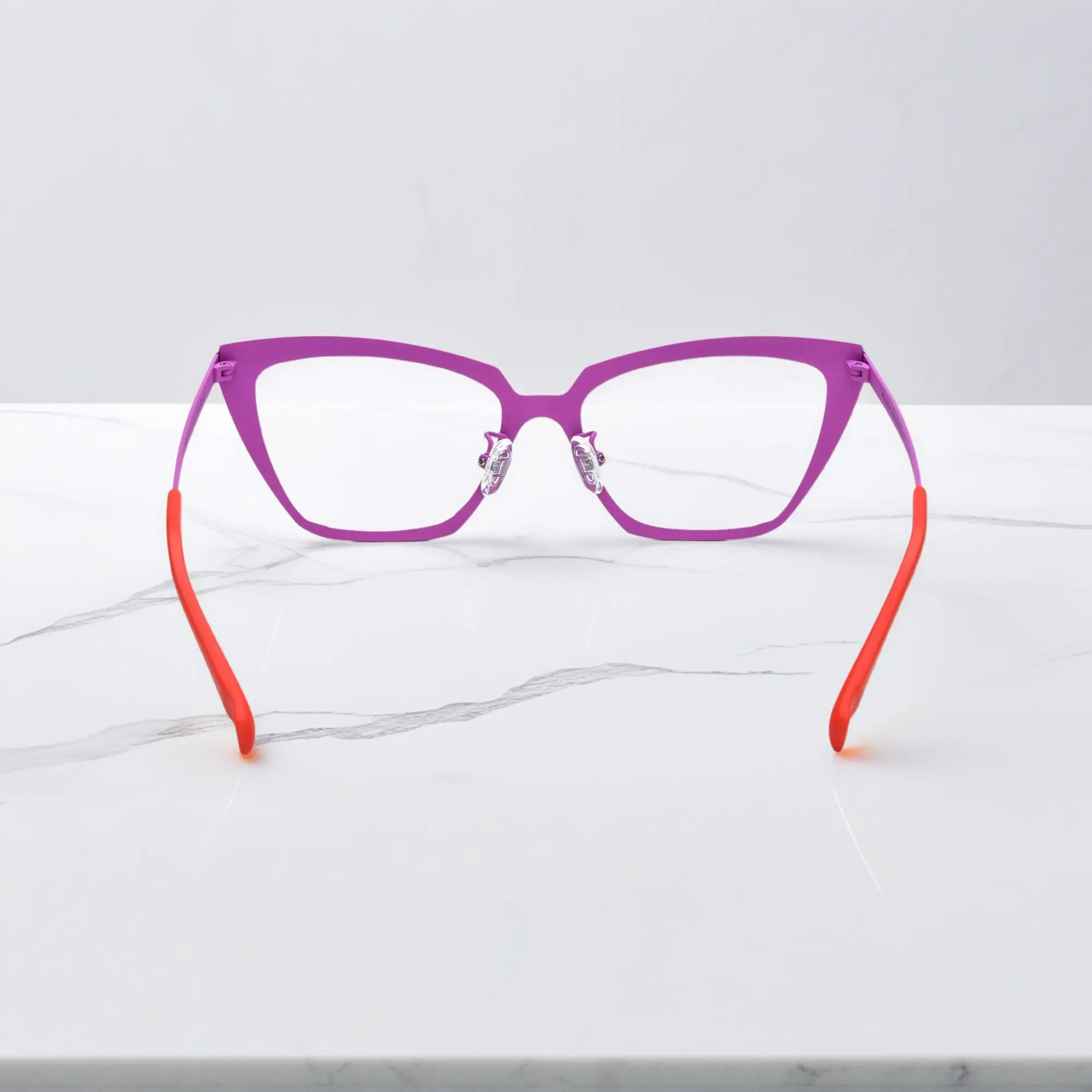 Rear angle showcasing temple structure of VoyueLens™ VL185809 Electric Orchid