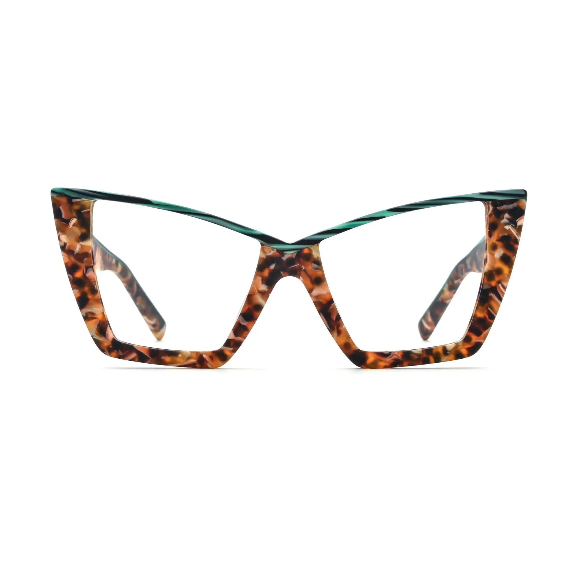 VoyueLens™ Emerald Tortoise Cat-Eye Eyeglasses – Front View – SKU VL19290-ET
