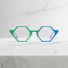 Front view of VoyueLens™ VL185881 in Emerald Wave – green and blue titanium eyeglasses