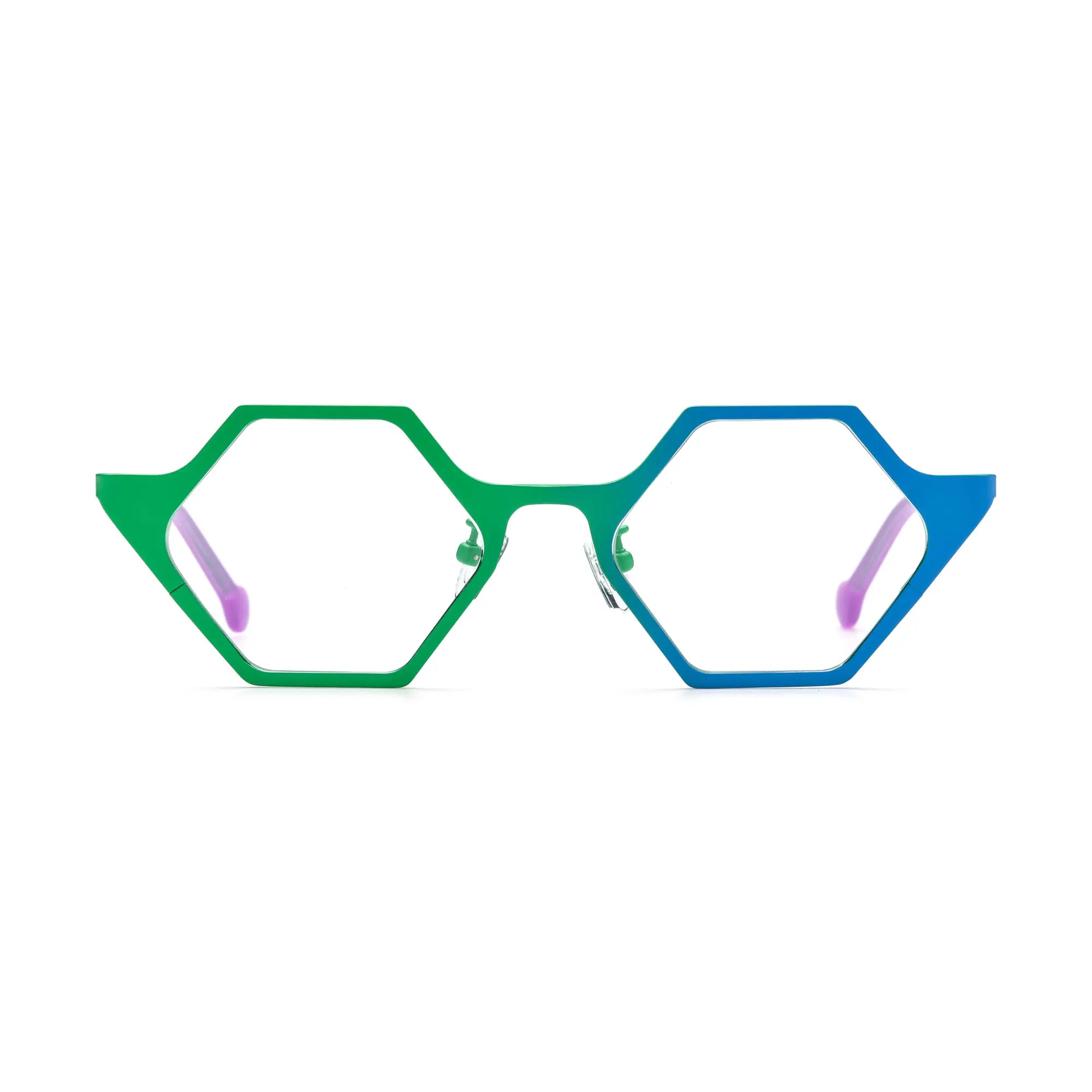 VoyueLens™ Emerald Wave Geometric Eyeglasses – Front View – SKU VL185881-C1