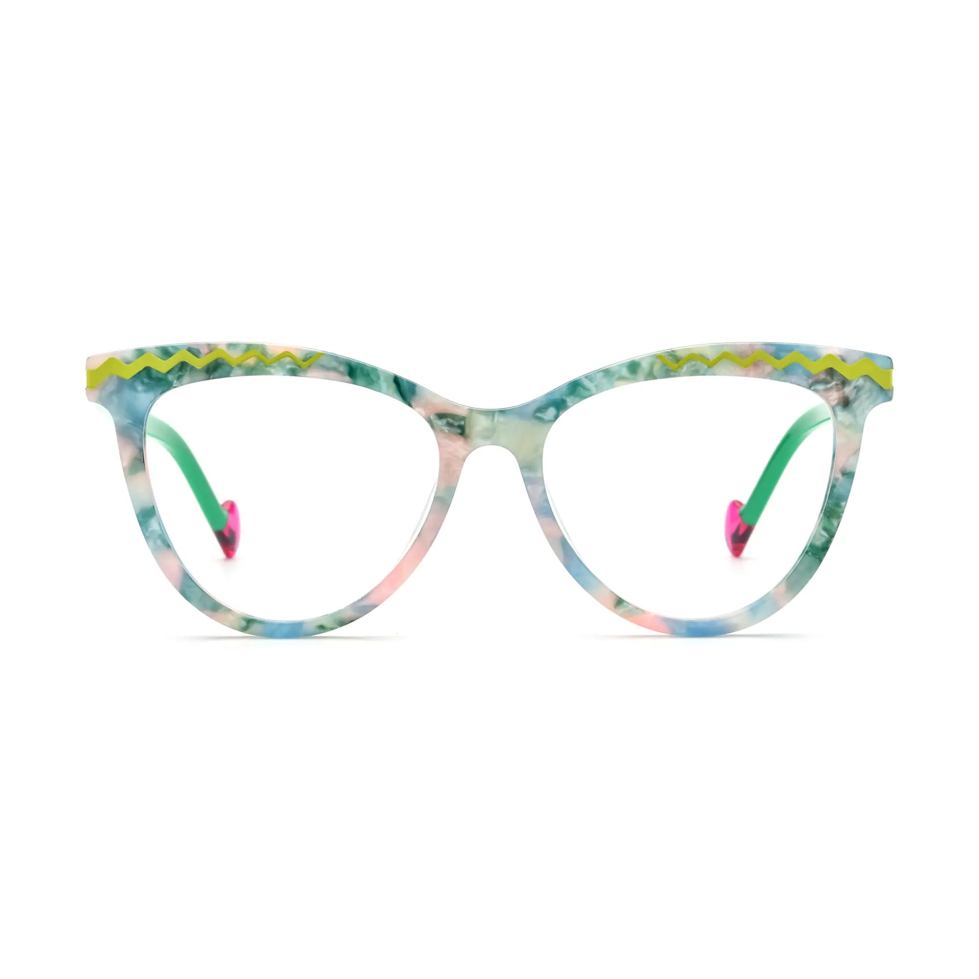 VoyueLens™ Floral Green Eyeglasses – Front View – SKU VL19362-C2
