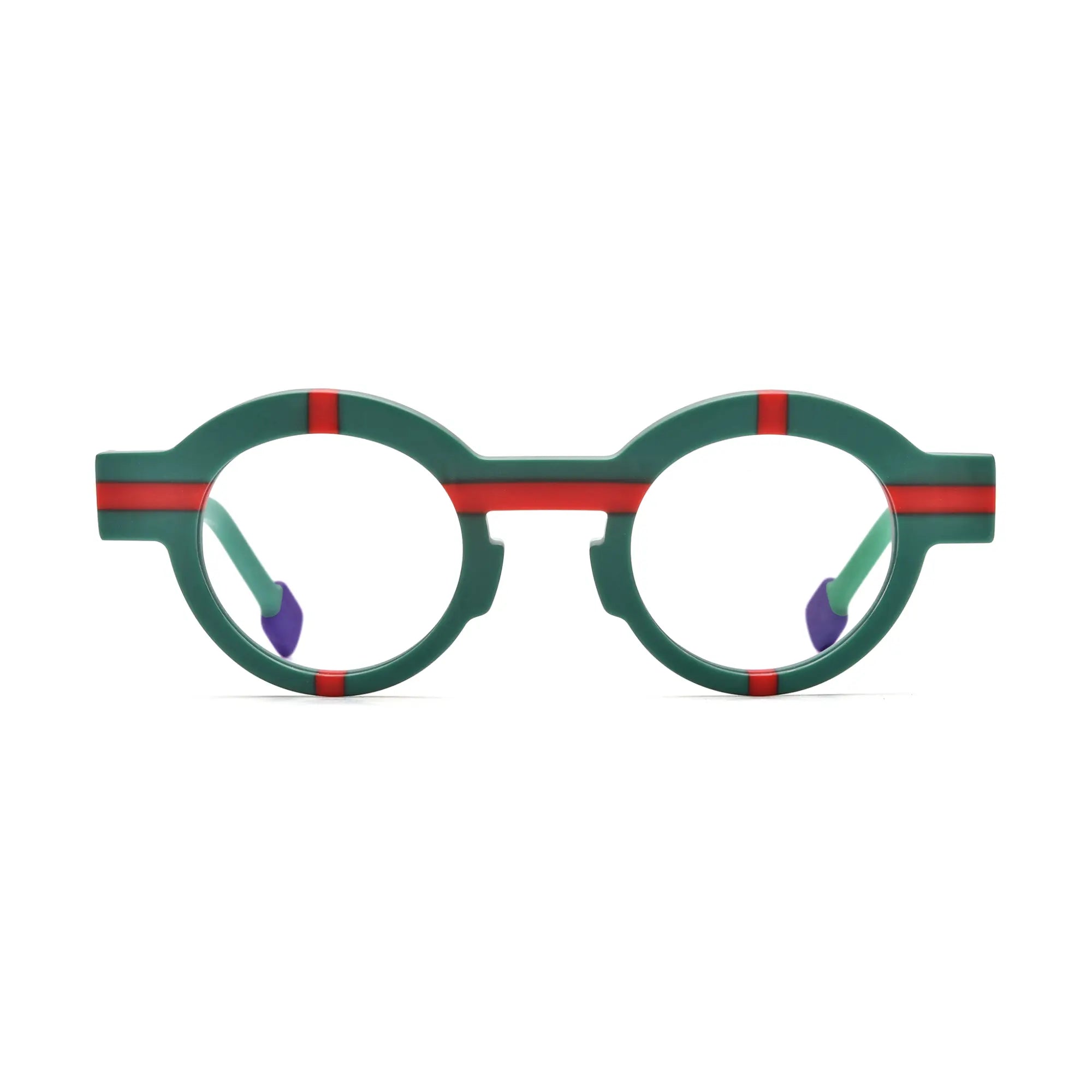 VoyueLens™ Forest Green Round Glasses – Front View – SKU VL19282-GREEN